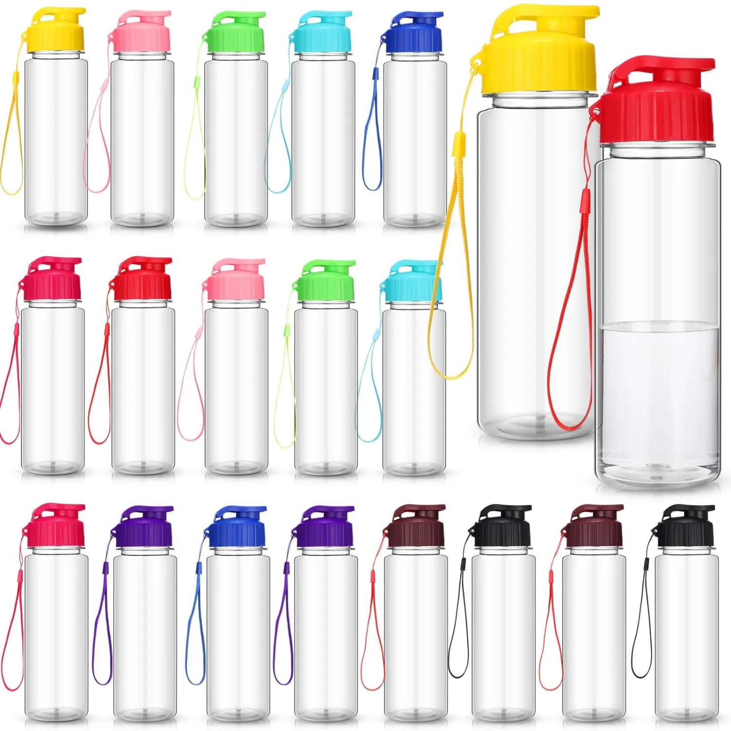 Mifoci 20 Pieces Water Bottle Bulk 17 oz Plastic Water Bottles Bulk Gym Sports Adults Reusable Large Bottles with Leak Proof Flip Top for Party Outdoor (Assorted Color)