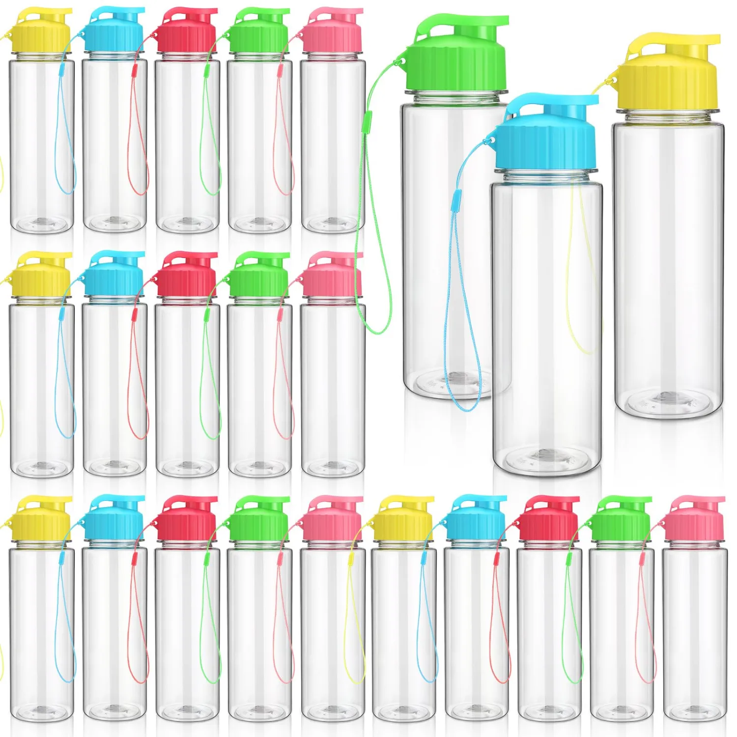 Mifoci 20 Pieces Water Bottle Bulk 17 oz Plastic Water Bottles Bulk Gym Sports Adults Reusable Large Bottles with Leak Proof Flip Top for Party Outdoor (Stylish Colors)