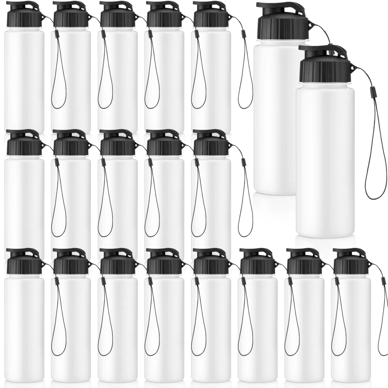 Mifoci 20 Pieces Water Bottle Bulk 17 oz Plastic Water Bottles Bulk Gym Sports Adults Reusable Large Bottles with Leak Proof Flip Top for Party Outdoor (Solid White)