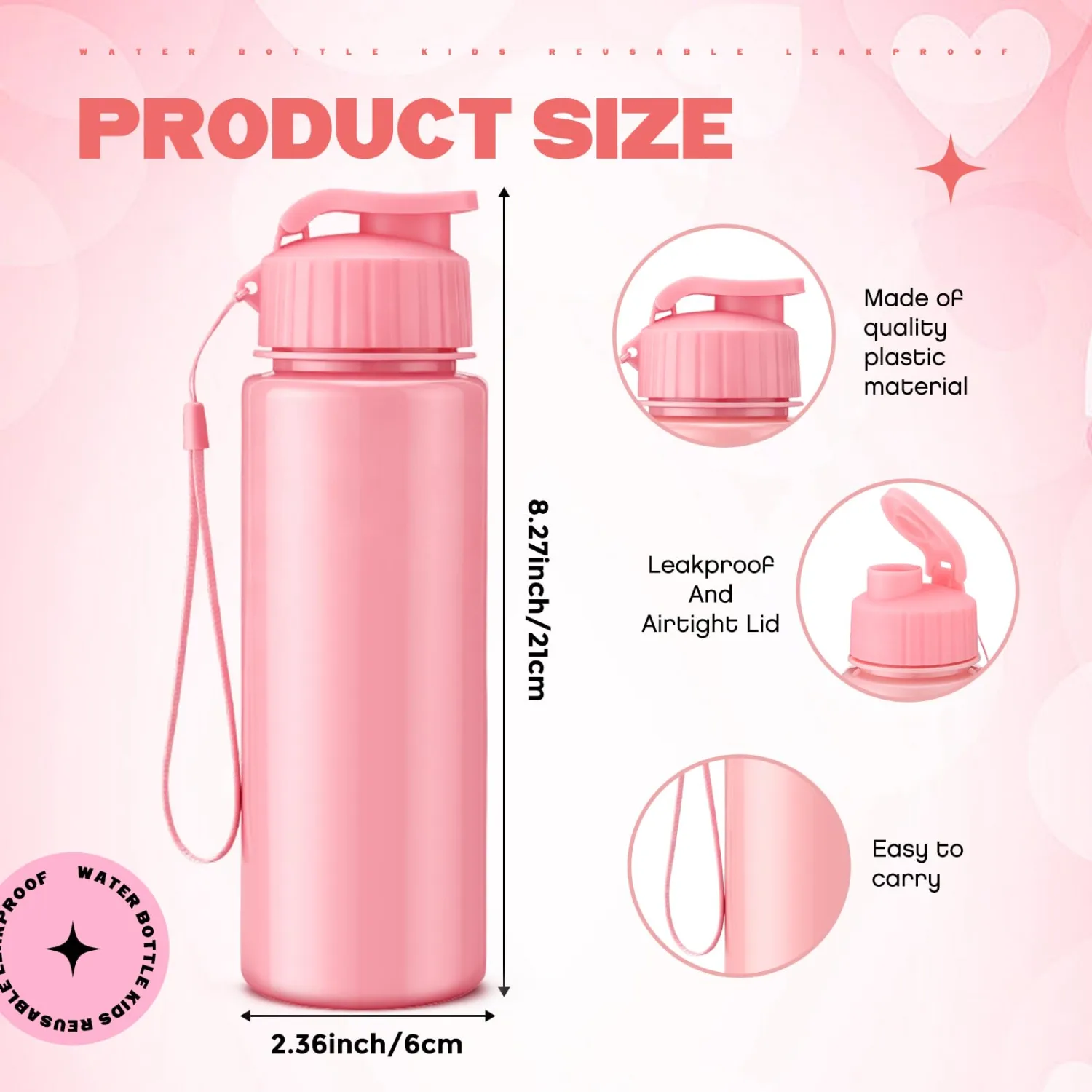 Mifoci 20 Pieces Water Bottle Bulk 17 oz Plastic Water Bottles Bulk Gym Sports Adults Reusable Large Bottles with Leak Proof Flip Top for Party Outdoor (Solid Pink)