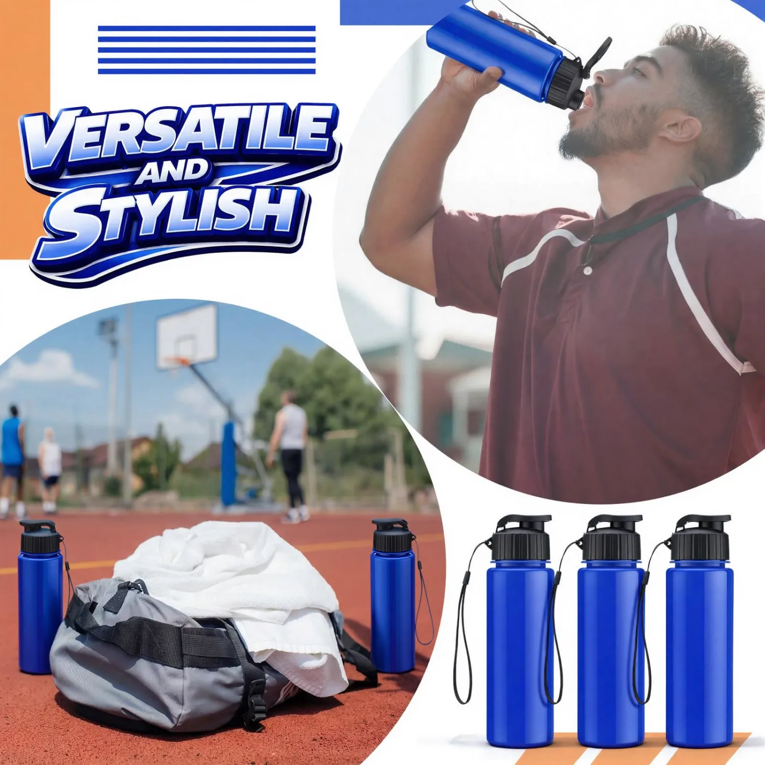 Mifoci 20 Pieces Water Bottle Bulk 17 oz Plastic Water Bottles Bulk Gym Sports Adults Reusable Large Bottles with Leak Proof Flip Top for Party Outdoor (Solid Blue)
