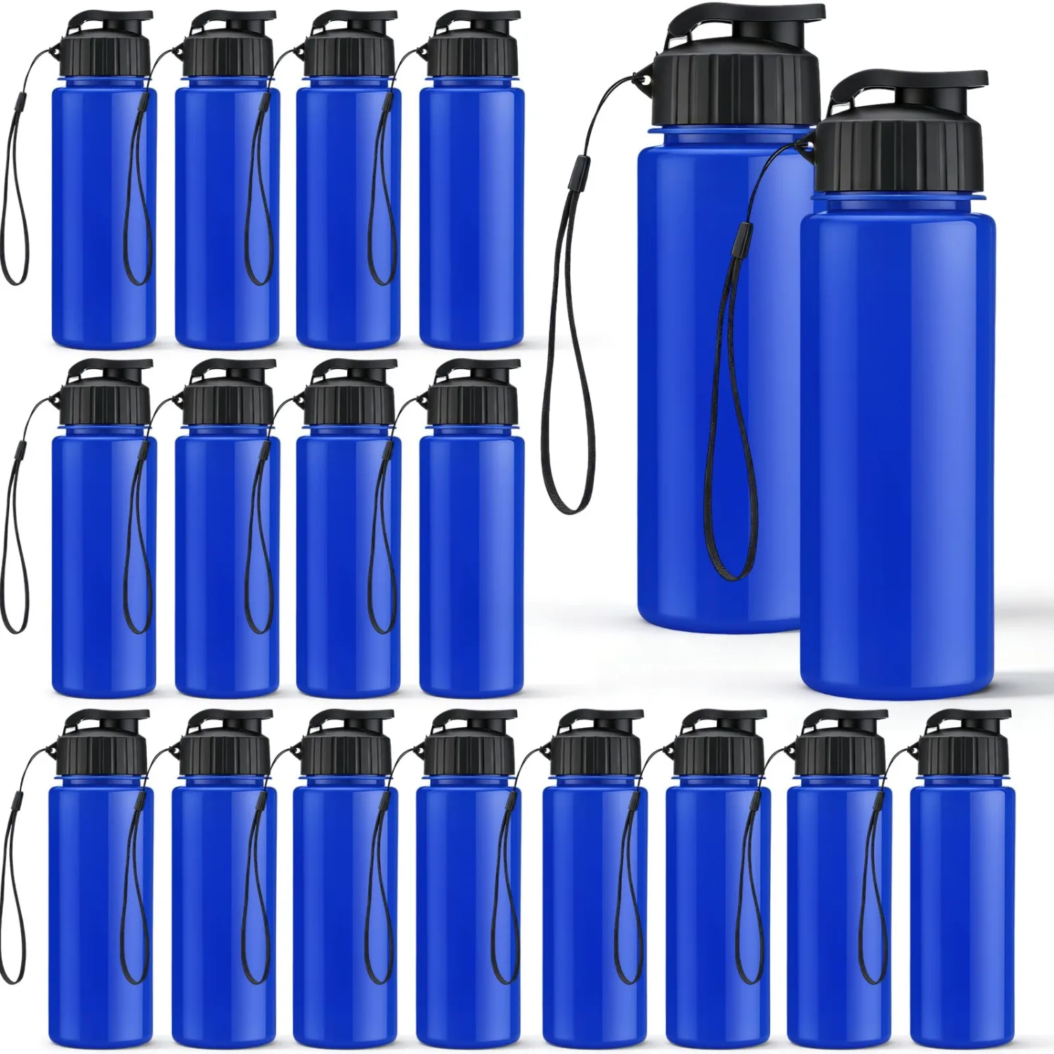 Mifoci 20 Pieces Water Bottle Bulk 17 oz Plastic Water Bottles Bulk Gym Sports Adults Reusable Large Bottles with Leak Proof Flip Top for Party Outdoor (Solid Blue)
