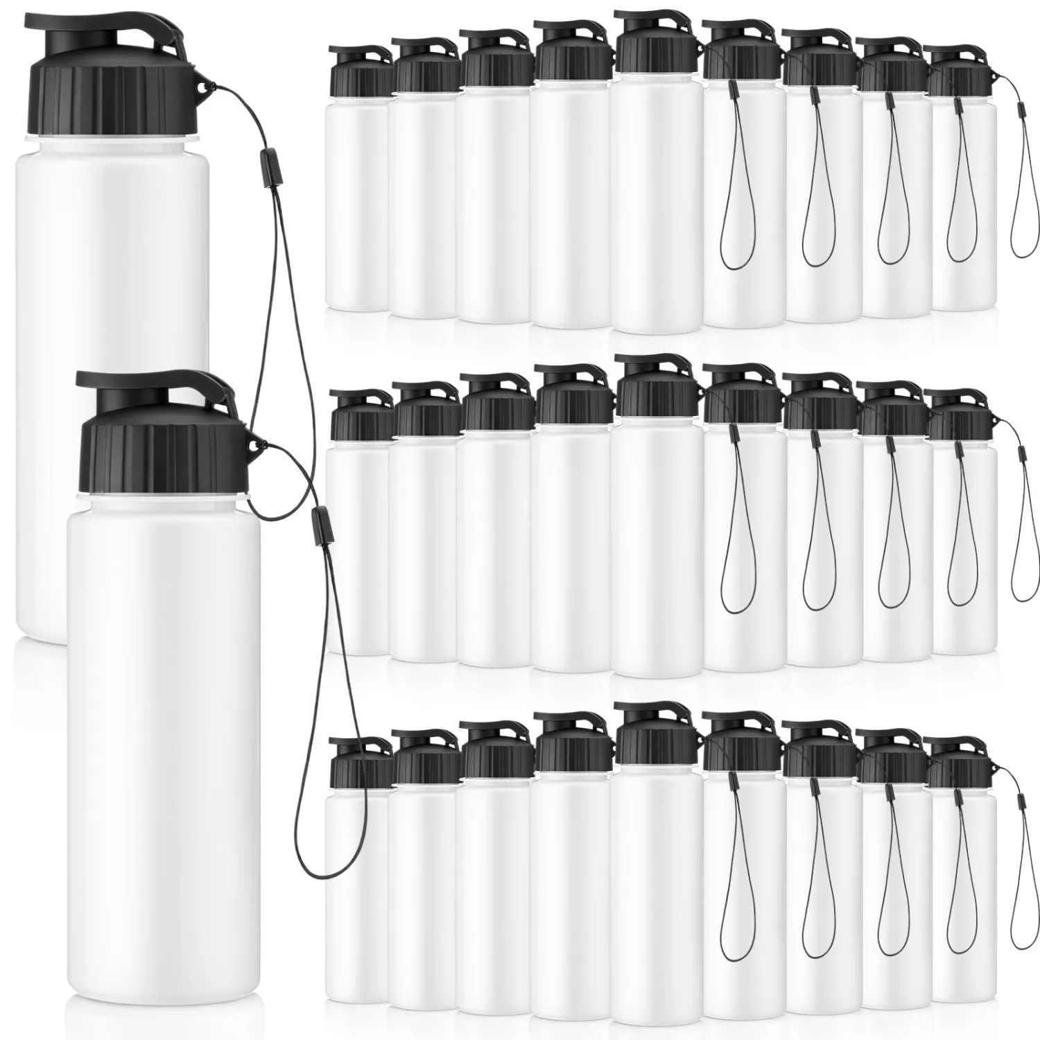 Mifoci 72 Pieces Water Bottle Bulk 17 oz Plastic Water Bottles Bulk Gym Sports Adults Reusable Large Bottles with Leak Proof Flip Top for Party Outdoor (White,Black)