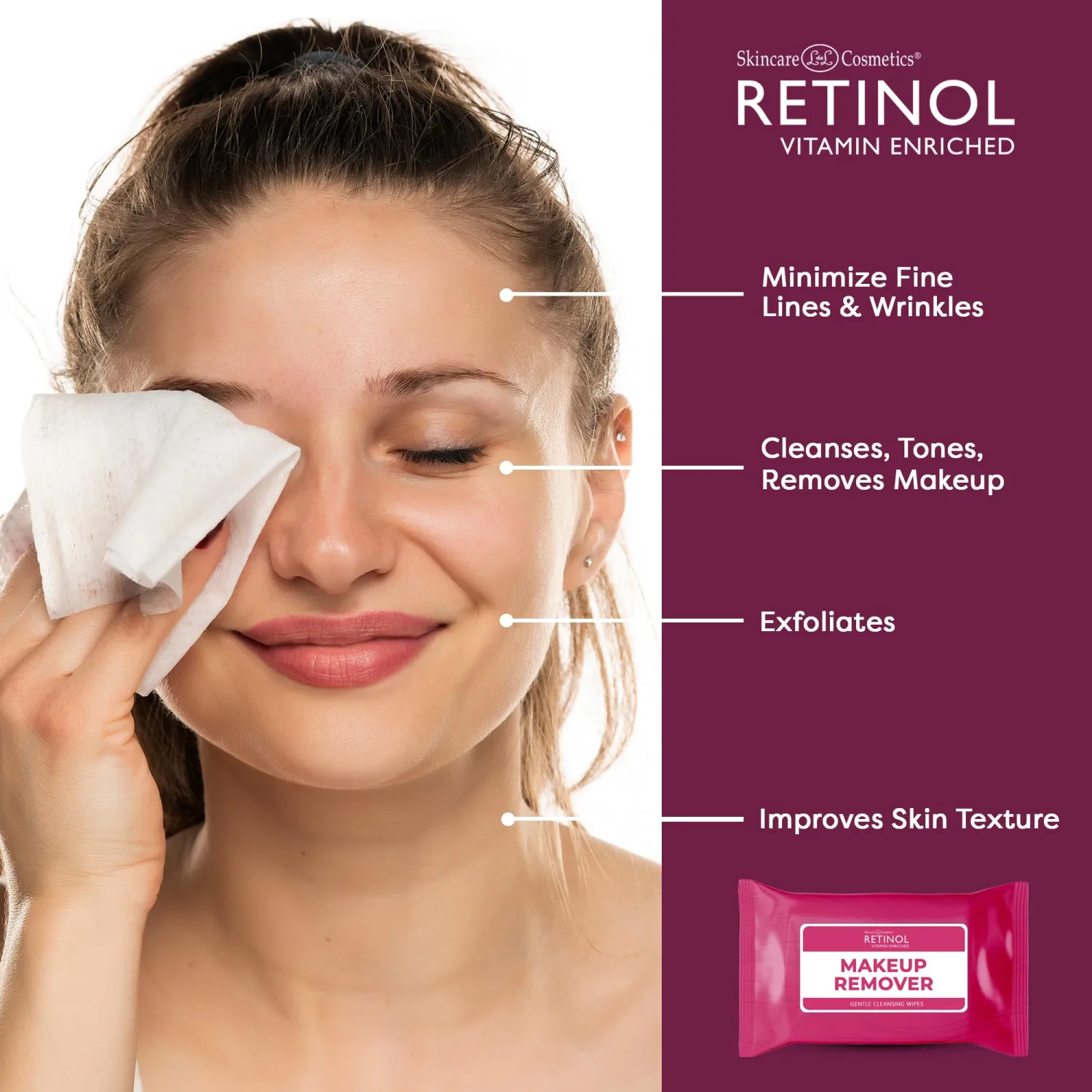 LIVAURA Retinol Makeup Remover Face Wipes - Individually Wrapped, 30 Count | Individually wrapped micellar wipes that remove makeup, dirt and oil from sensitive skin - travel-size daily wipes, women