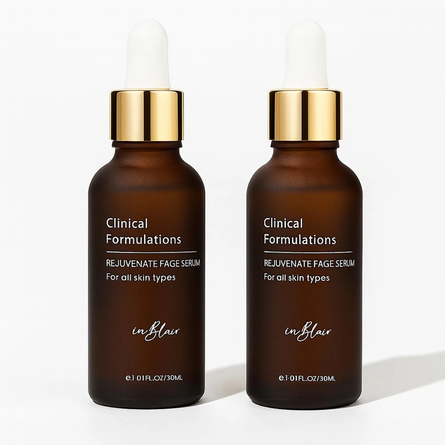2 Bottle Pack - Inblair Rejuvenate Resurfacing Face Serum - Skin Care Serum for Face Wrinkles, Fine Lines, Dark Spots - Multi-Weight Hyaluronic Acid Formula for All Skin Types