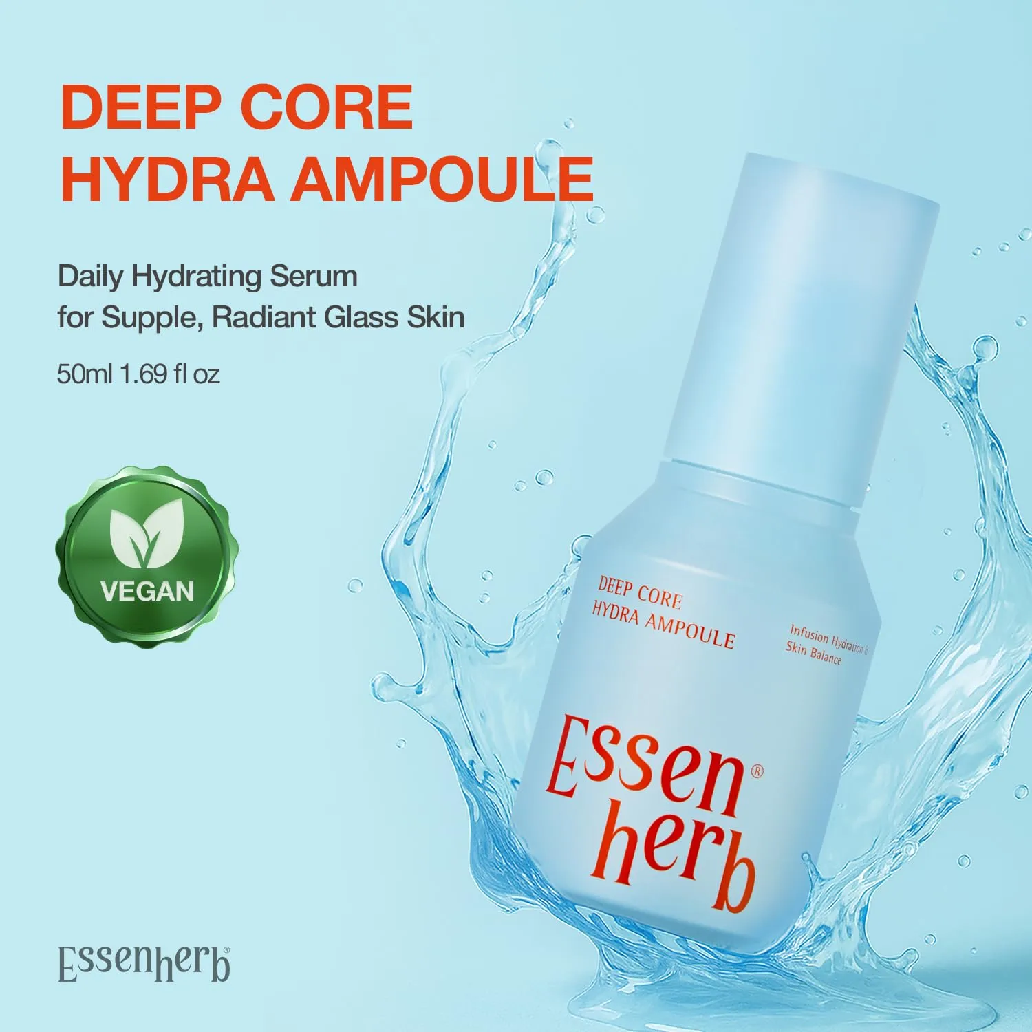 Deep Core Hydra Ampoule – Phyto Mucin & 10-Type Hyaluronic Acid | Skin Repair & Moisture Locking Facial Serum | Korean Skincare (1.69 fl oz)