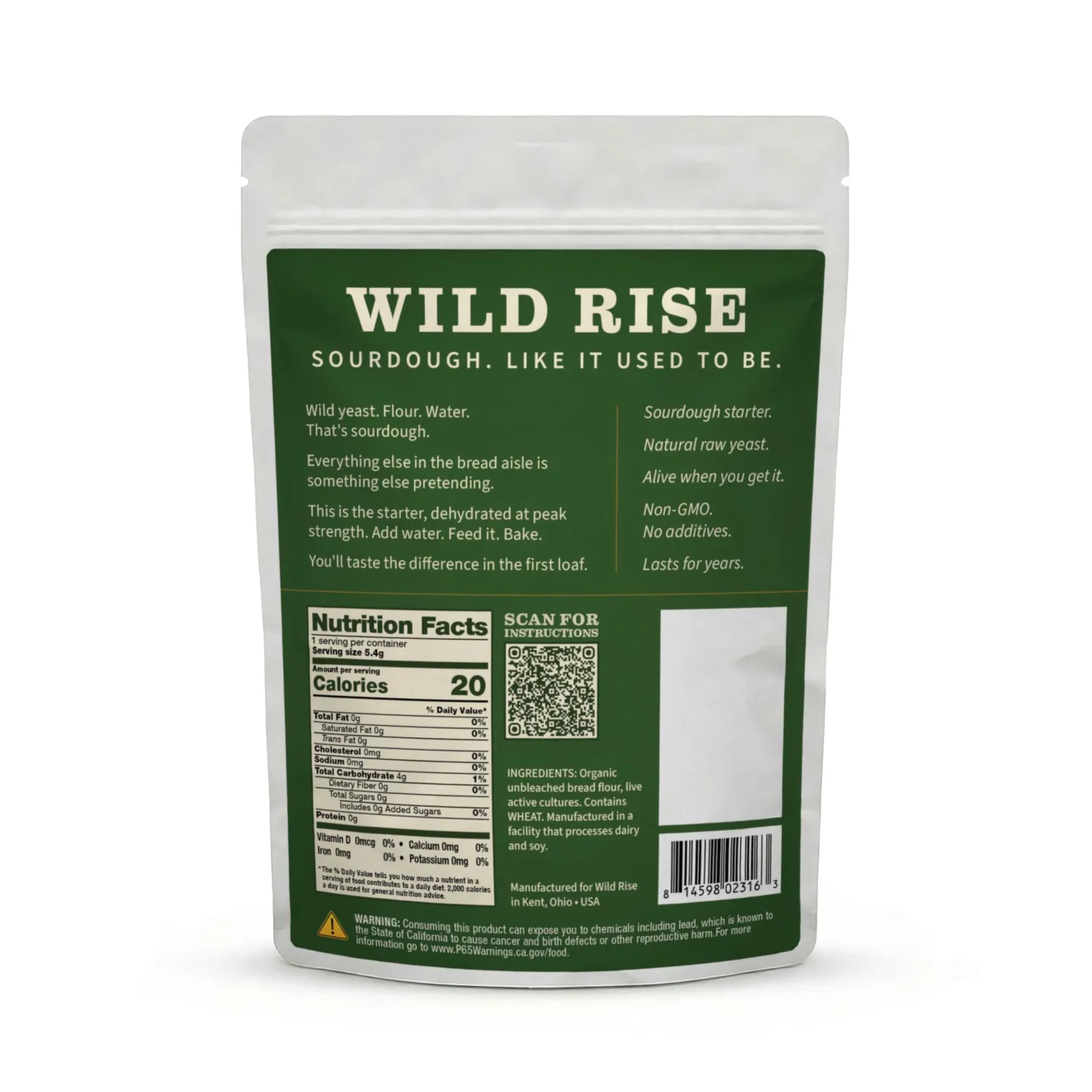 Wild Rise Sourdough Starter Culture – Natural Raw Yeast Dehydrated Sourdough Bread Starter for Homemade Artisan Bread Baking, Live Active Cultures, Unbleached Flour, Reusable Fermented Baking Culture