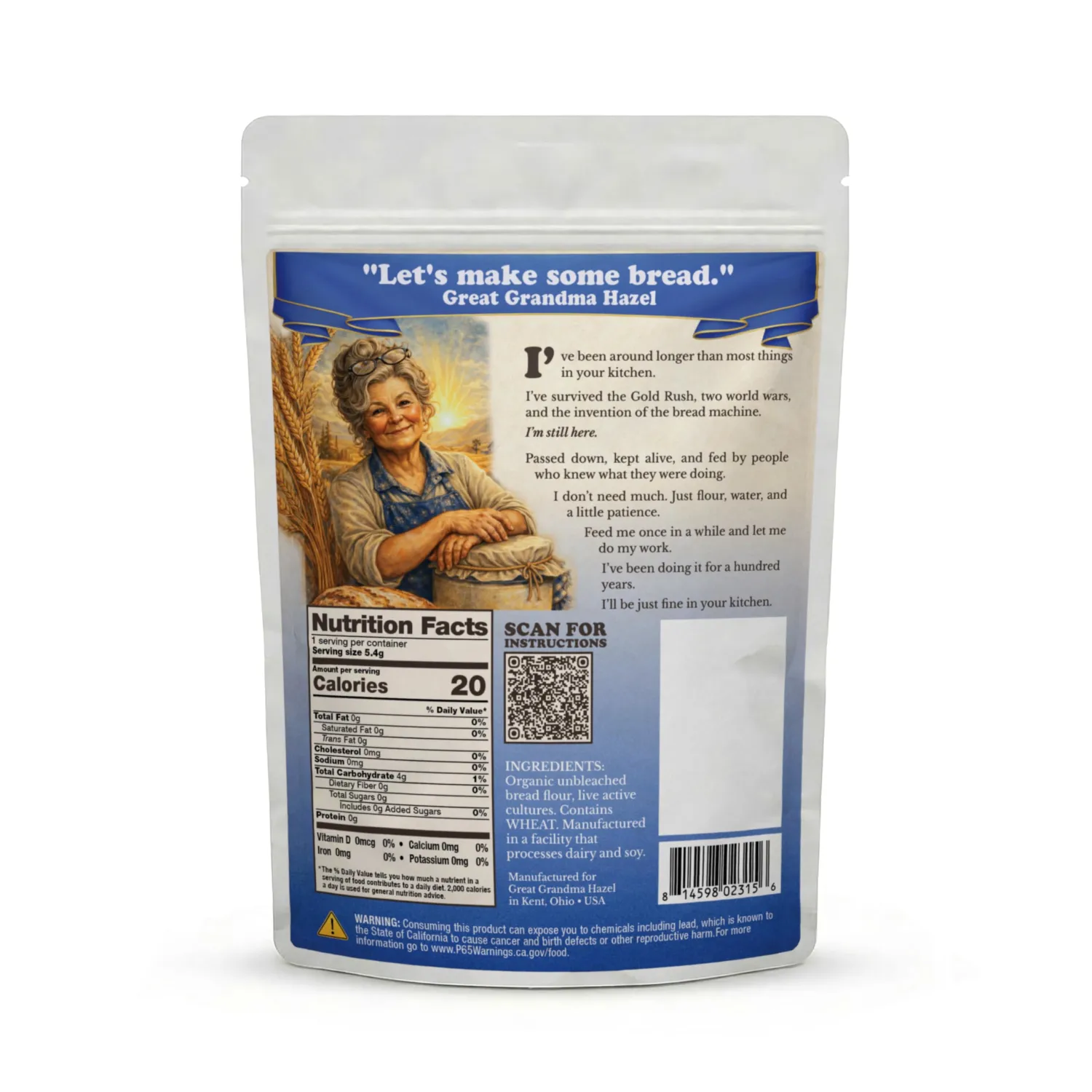 Great Grandma Hazel’s Sourdough Starter Culture – Dehydrated Wild Yeast Bread Starter for Homemade Artisan Sourdough Baking, Live Active Cultures, Unbleached Flour, Reusable Baking Culture