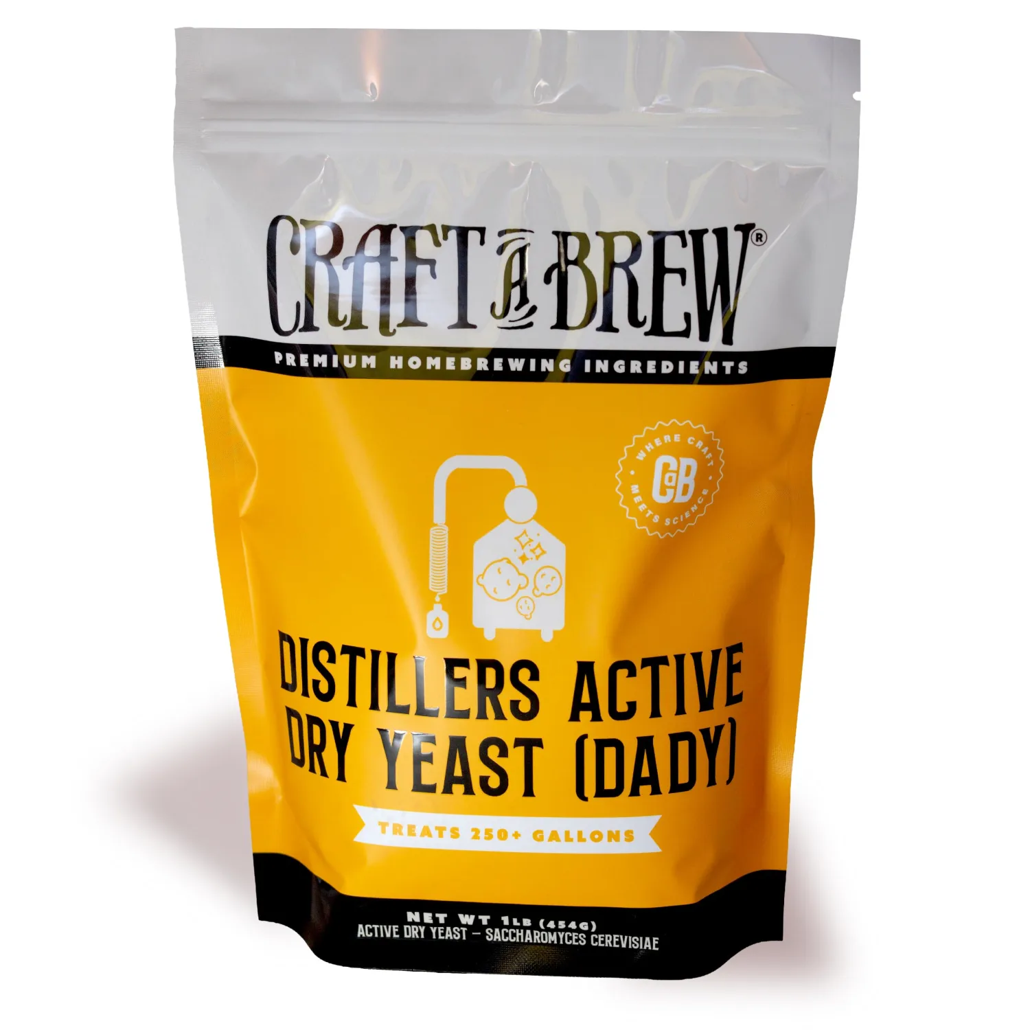 Craft A Brew - Distillers Active Dry Yeast (DADY) - Fast Starts, High Alcohol Tolerance & Clean Fermentations - For At Home Distilling - For Grain Mash Fermentations in Whiskey, Rum, Brandy -1 lb Bag