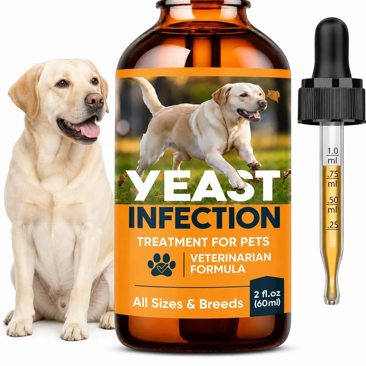 Yeast Infection Treatment for Dogs, Fast Soothing for Skin & Ear | Natural Herbal Care, Relieves Itchy Skin, Paw Licking & Irritation, for Skin Odor & Seasonal Discomfort, All Breeds, 60 ml