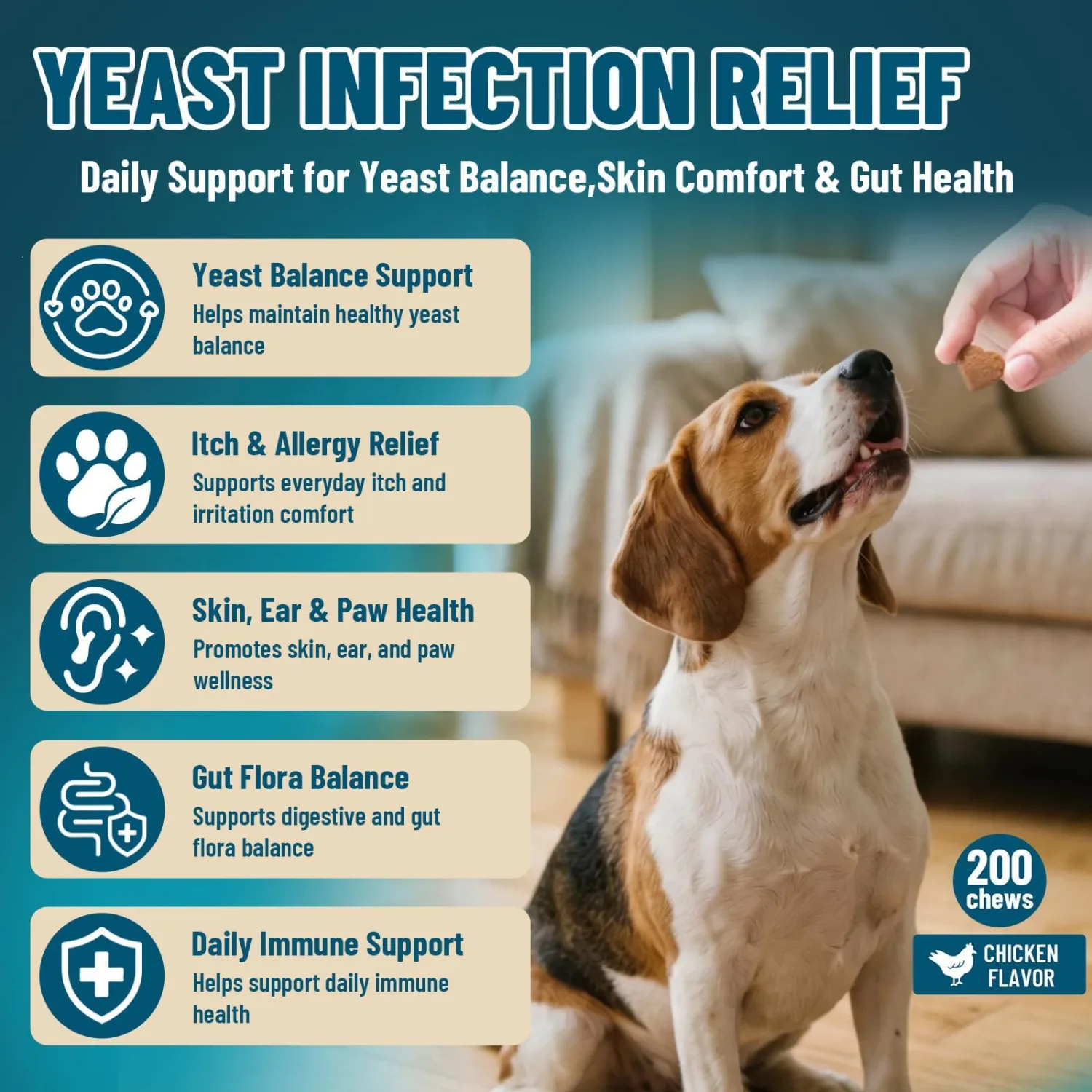 Dog Yeast Infection Treatment Bundle for Dogs, Anti Yeast Soft Chews + Dog Ear Infection Treatment Drops, Ear Cleaner for Dogs with Ozonated Olive Oil, Itchy Skin, Paw Licking, Ear Odor & Wax Support,