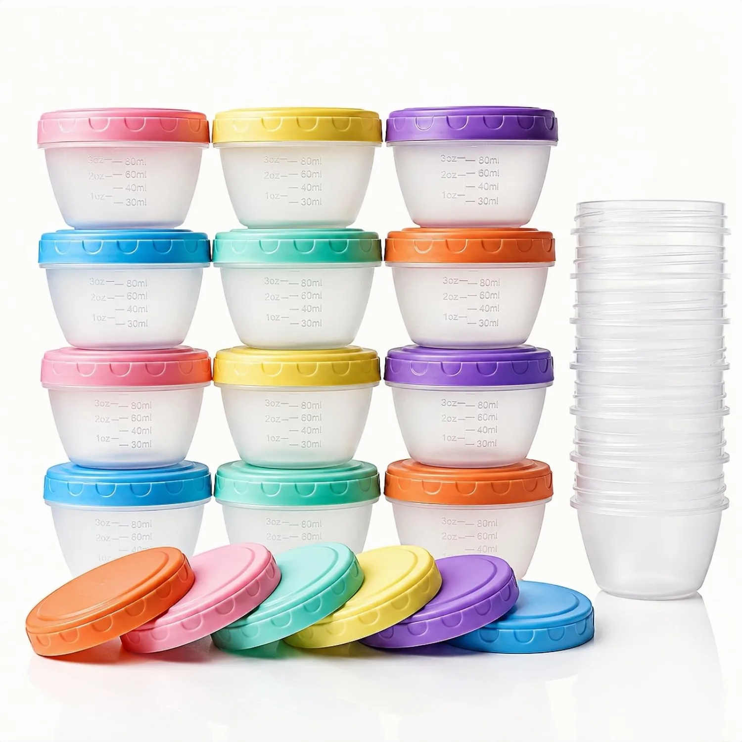 18 Pack 4 Oz Meal Prep Containers with Lids, Reusable Snack & Portion Cups with Measurement Marks, Leakproof Food Storage Containers for Dressing, Sauce, Yogurt, Fruit, Lunch Box & Fridge Organization
