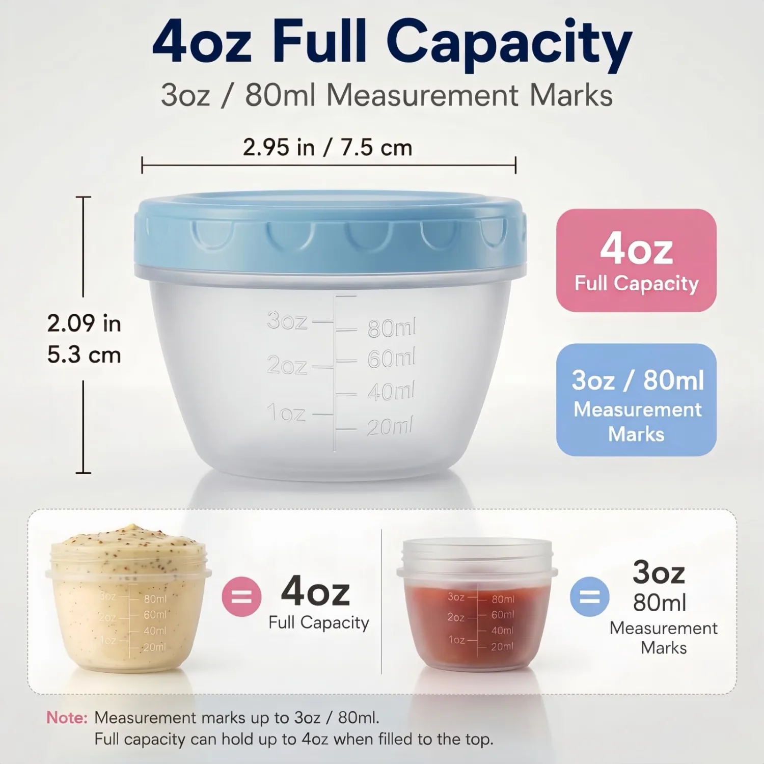 18 Pack 4 Oz Meal Prep Containers with Lids, Reusable Snack & Portion Cups with Measurement Marks, Leakproof Food Storage Containers for Dressing, Sauce, Yogurt, Fruit, Lunch Box & Fridge Organization
