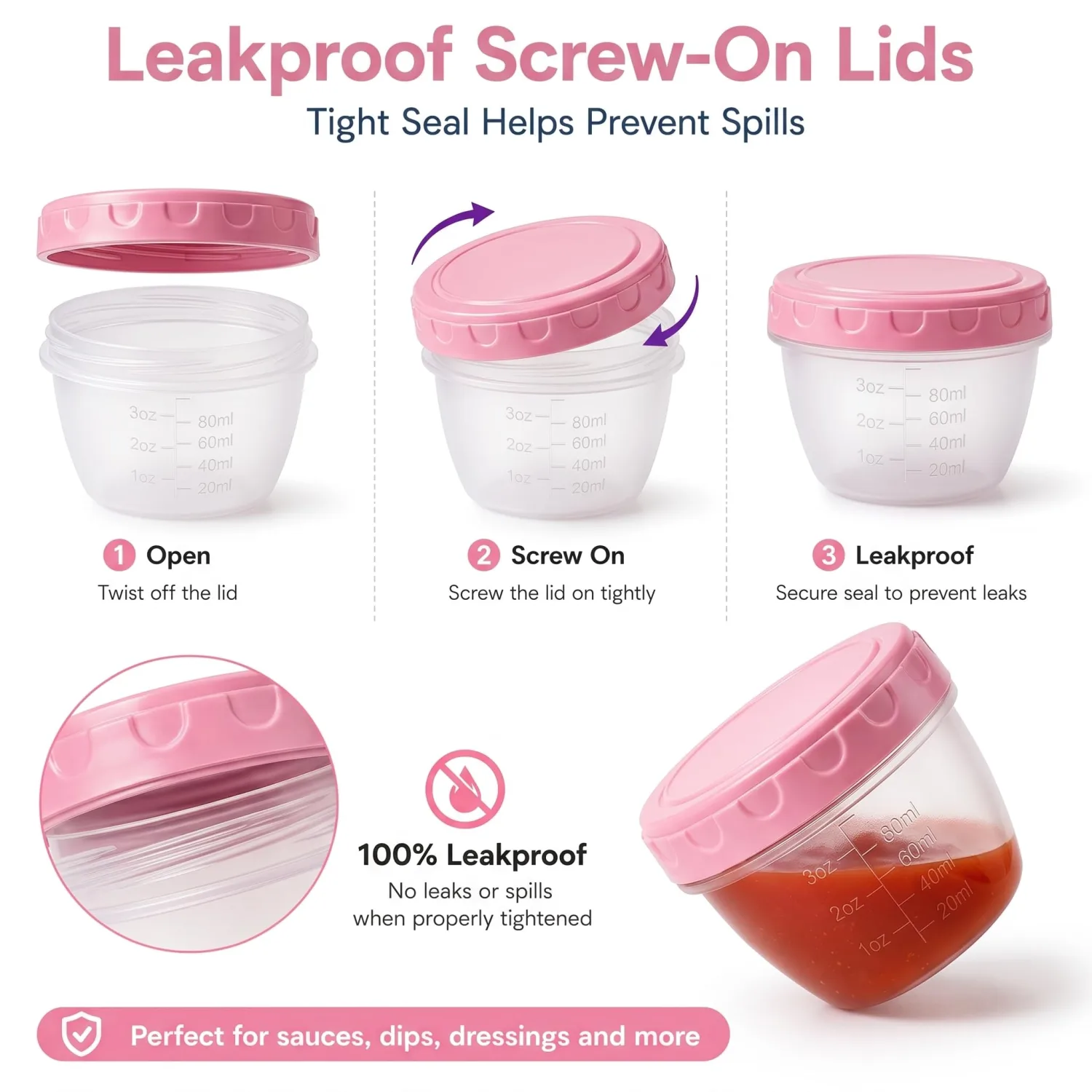 18 Pack 4 Oz Meal Prep Containers with Lids, Reusable Snack & Portion Cups with Measurement Marks, Leakproof Food Storage Containers for Dressing, Sauce, Yogurt, Fruit, Lunch Box & Fridge Organization