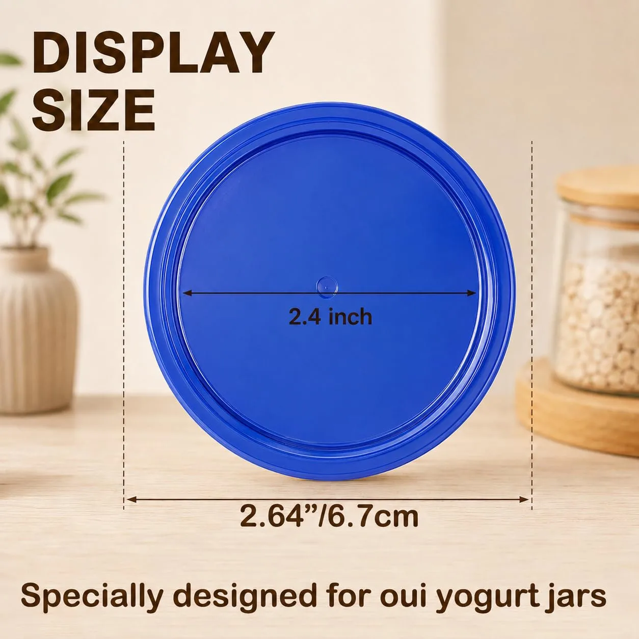 15 Pack Yogurt Jar Lids, BPA-Free Yogurt Container Jar Lids, Reusable Clear Plastic Jar Lids, Ideal for Oui Yogurt Jars, Glass Jars, Replacement Compatible (Blue)