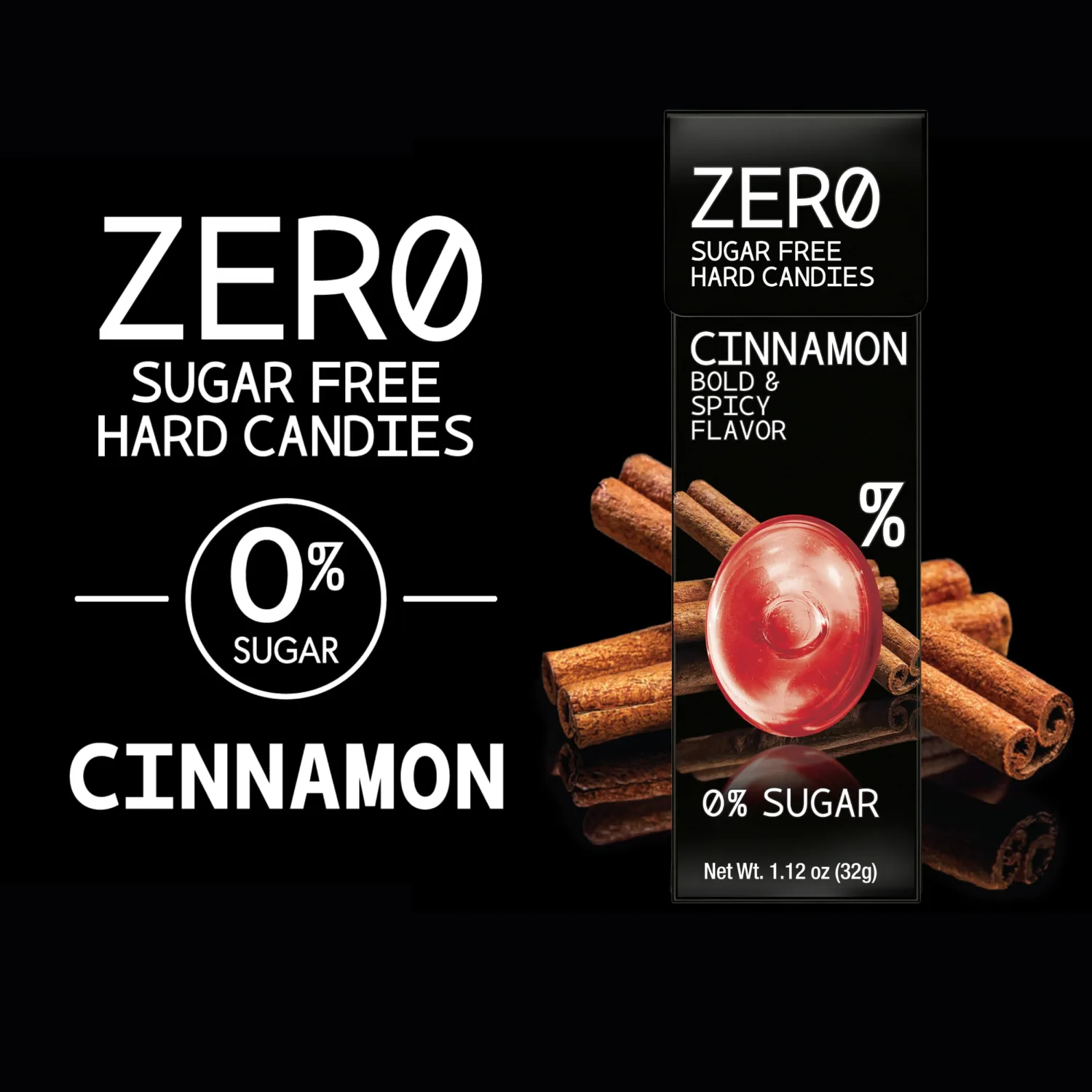 ZERO Sugar Free Hard Candies, Cinnamon (Pack of 12)