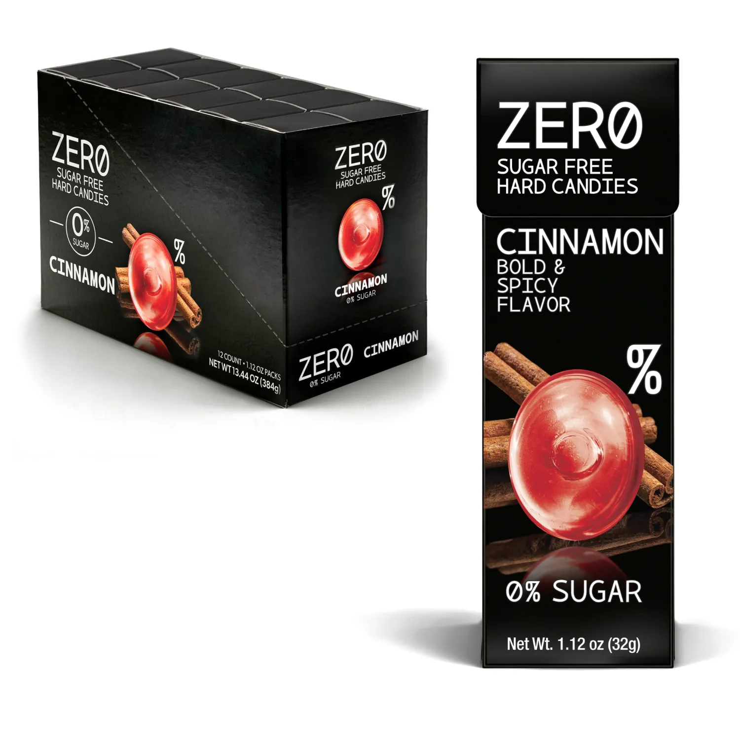 ZERO Sugar Free Hard Candies, Cinnamon (Pack of 12)