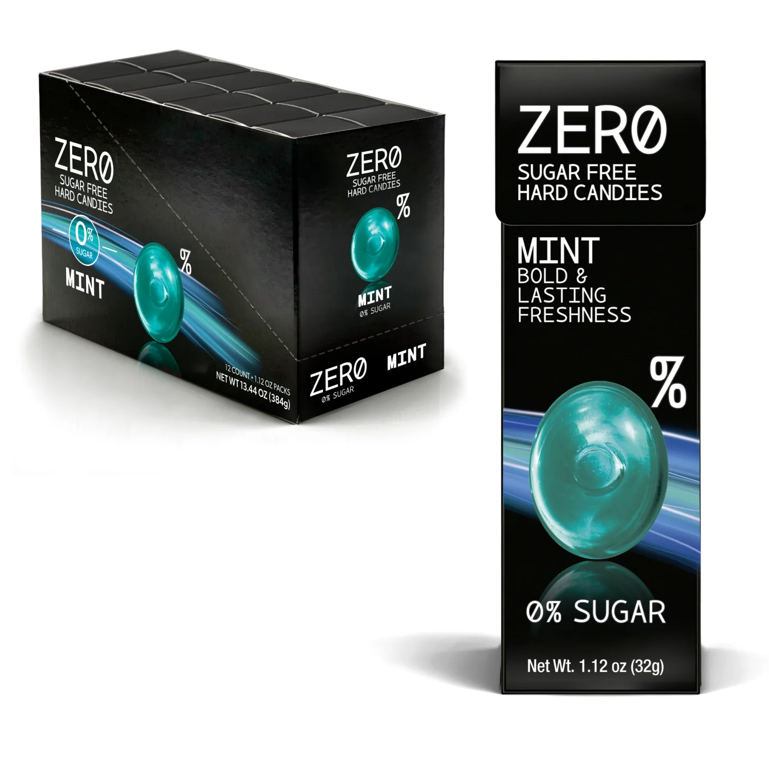 ZERO Sugar Free Hard Candies, Mint (Pack of 12)