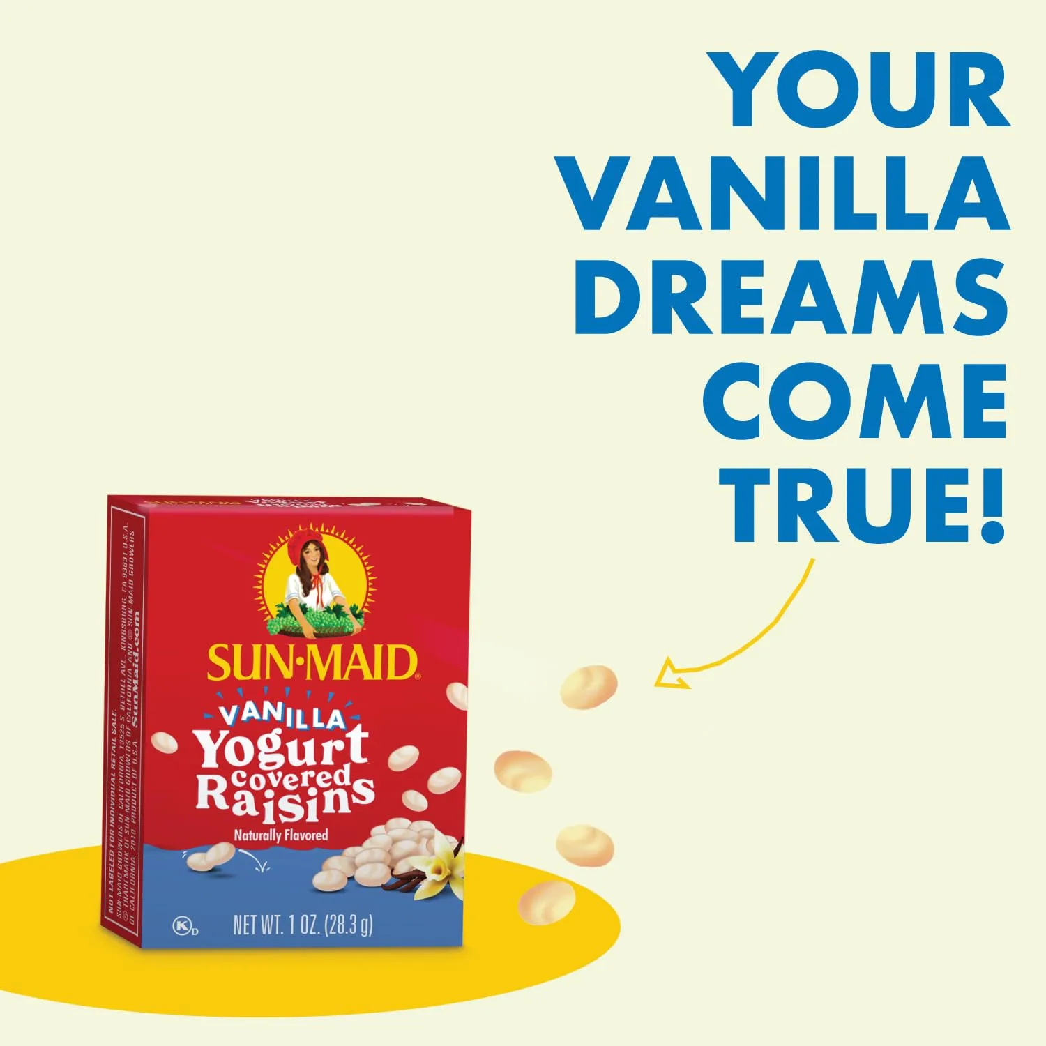 Sun-Maid Vanilla Yogurt Coated Raisins - (24 Pack) 1 oz Snack-Size Box - Yogurt Covered Dried Fruit for Lunches and Back To School Snacks