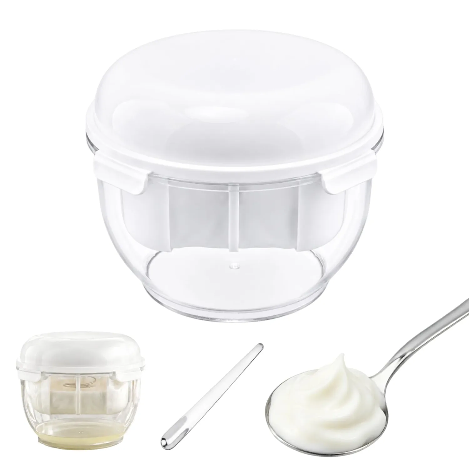 Yogurt Strainer,Greek Yogurt Maker with Ultra-Fine Mesh Basket,3.2QT Extra Large Capacity Container,Strainer for Homemade Thick Greek Yogurt,with 2pcs Spoon,Easy to Use and Clean