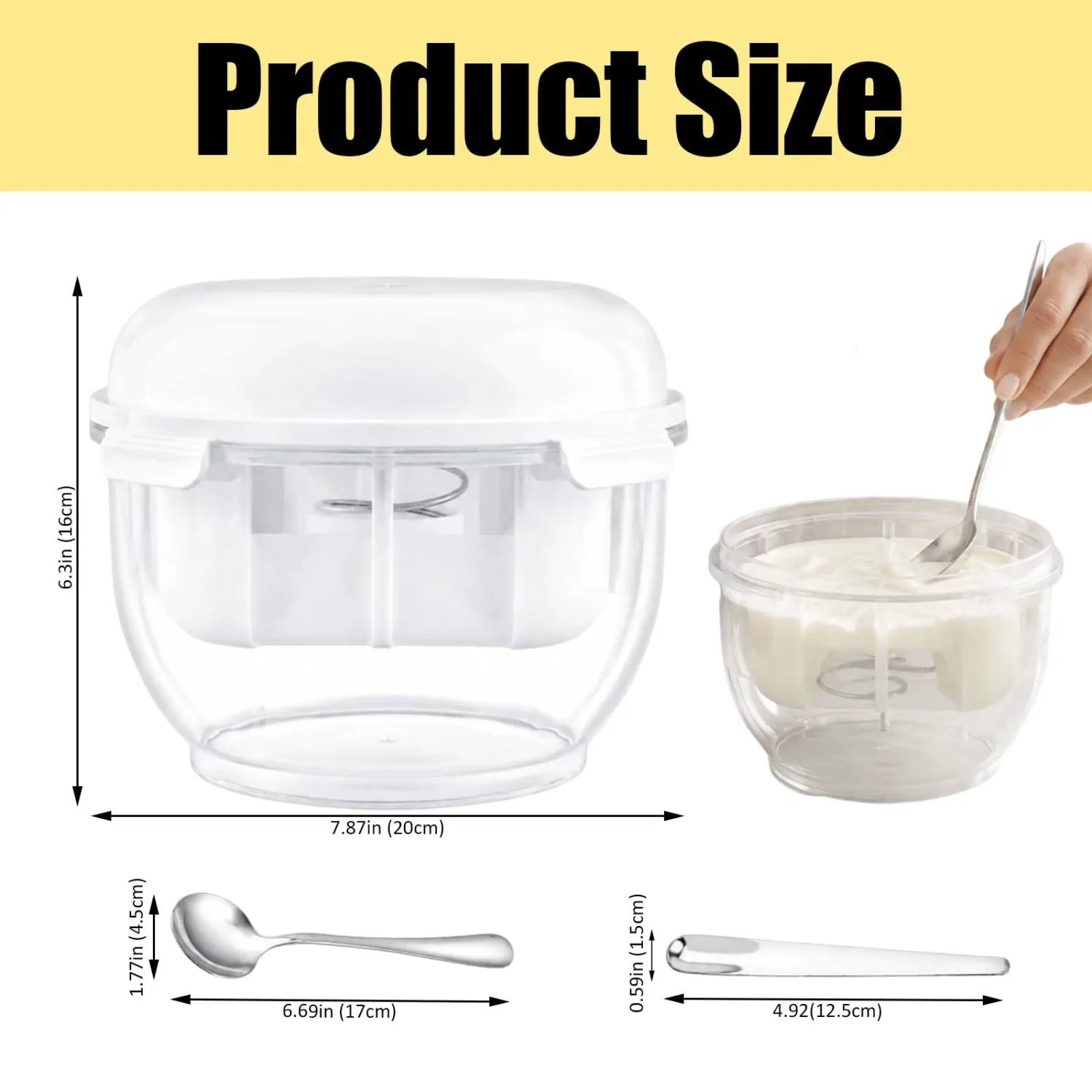 Yogurt Strainer,Greek Yogurt Maker with Ultra-Fine Mesh Basket,3.2QT Extra Large Capacity Container,Strainer for Homemade Thick Greek Yogurt,with 2pcs Spoon,Easy to Use and Clean