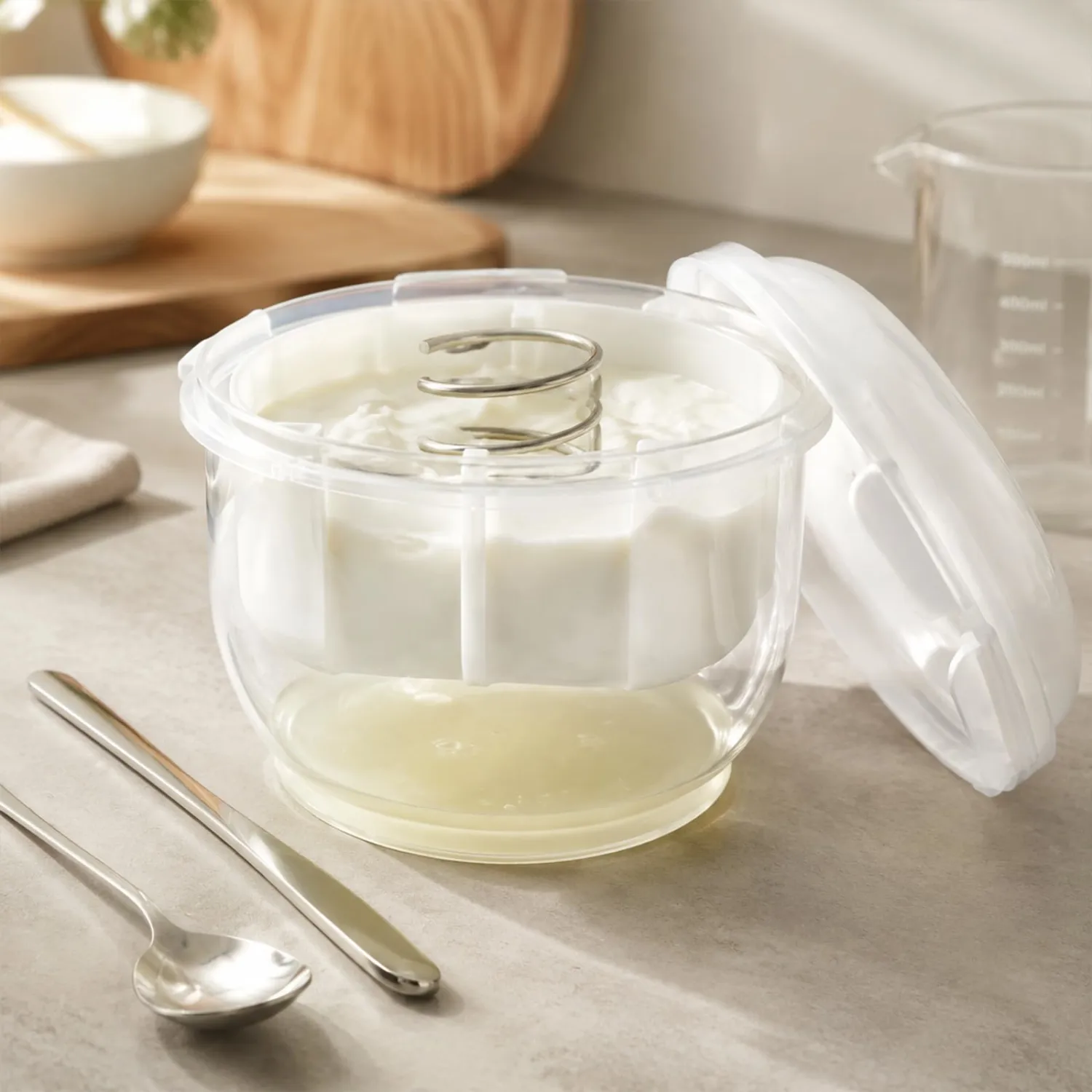 Yogurt Strainer,Greek Yogurt Maker with Ultra-Fine Mesh Basket,3.2QT Extra Large Capacity Container,Strainer for Homemade Thick Greek Yogurt,with 2pcs Spoon,Easy to Use and Clean