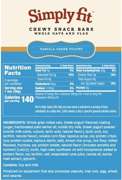 Melaleuca SimplyFit - 5X 1.37oz Bars - Vanilla Greek Yogurt
