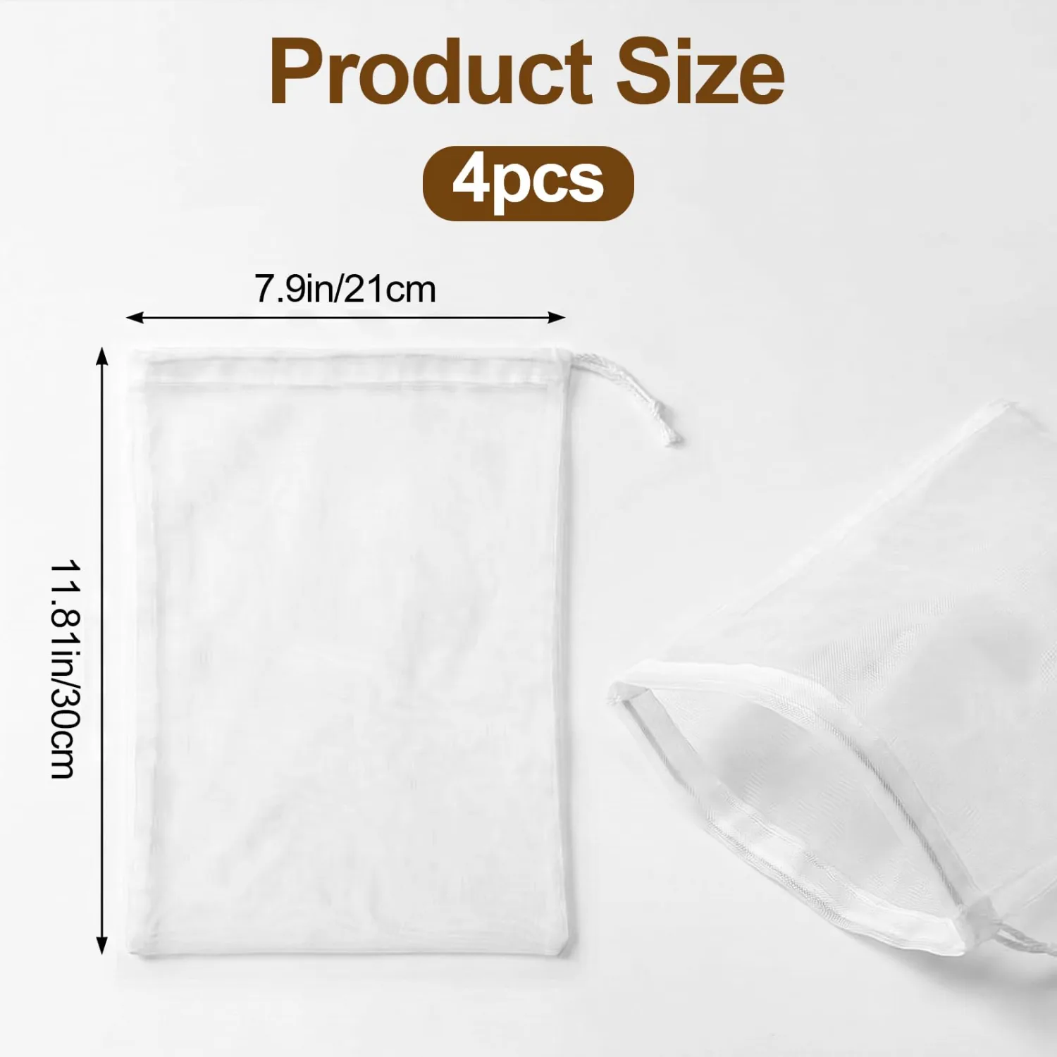 4Pcs Strainer Bags For Juicing, Nylon Juicer Bags For Cast Iron Juicer 8×12 | 200-mesh fine cloth strainer for juicing, works for juicing, nut milk, cold brew, yogurt and cheese straining.