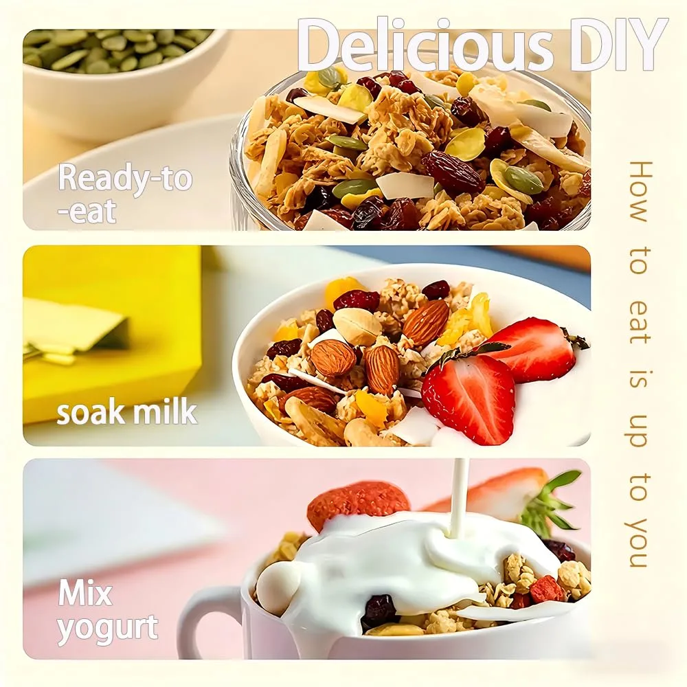 Yogurt Fruit Baked Cereal,320g/10.2oz Chinese Granola,Oatmeal Instant,Fiber Cereal Breakfast,Congee