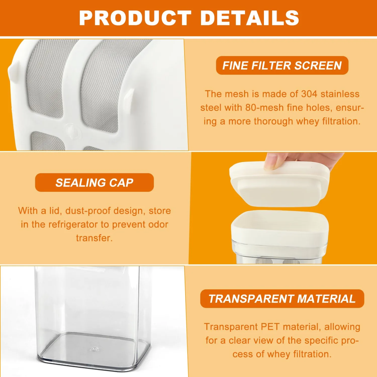 Yogurt Strainer,Greek Yogurt Strainer with Stainless Steel Fine Mesh,with 3pcs Fine Mesh Bag,1pc Yogurt Spoon,for Making Thick Greek-Yogurts,Soybean Milk,Berries,Fruit Juice,Coffee,Easy to Use(1800ml)