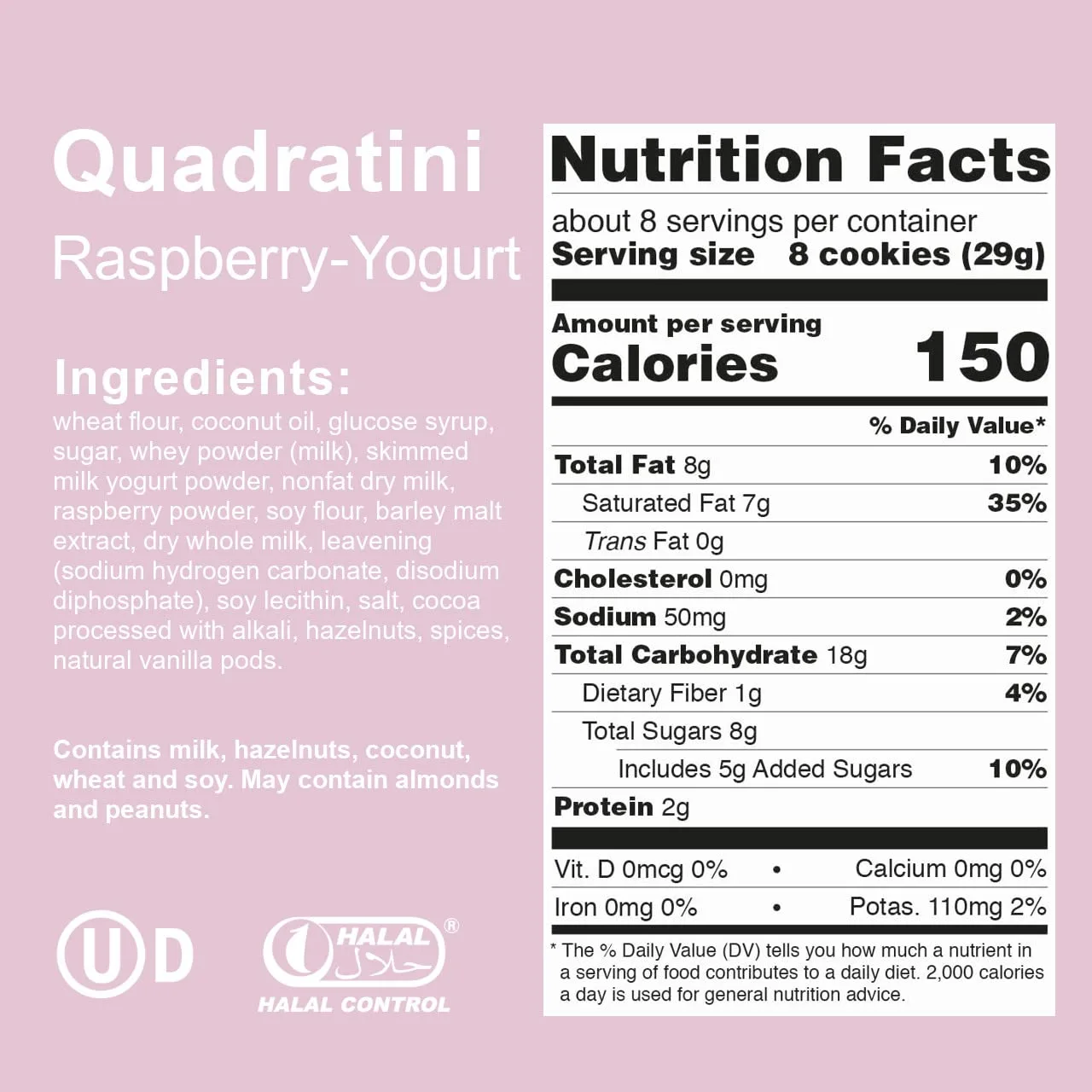 Loacker Quadratini Premium Raspberry-Yogurt Wafer Cookies, 220g/7.76oz