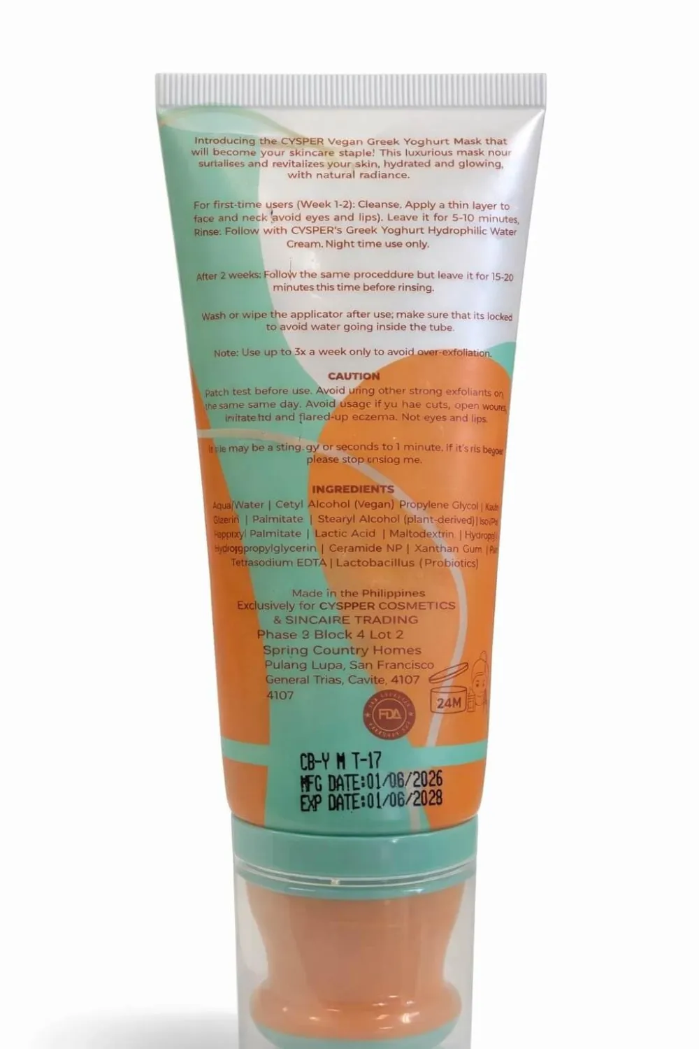 CVSPER Vegan Greek Yogurt Mask 50ml Probiotic Ceramide Cream Face Hydrating