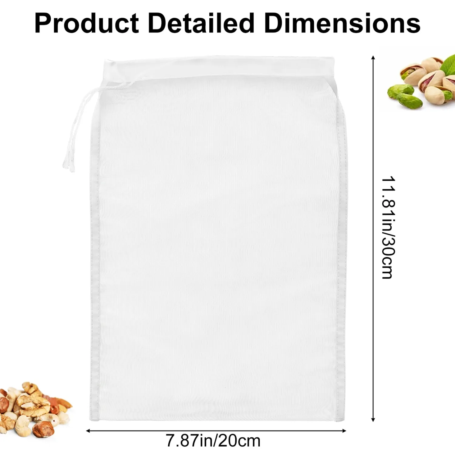 6Pcs Nut Milk Bag 12x8 Inch Yogurt Strainer Fine Mesh Cheese Cloth | Reusable, Brew Filter for Straining Juice Coffer Tea
