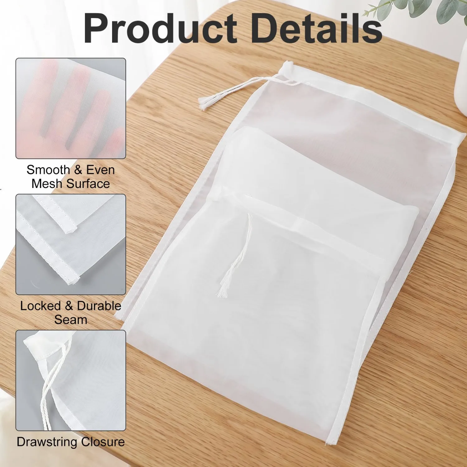 6Pcs Nut Milk Bag 12x8 Inch Yogurt Strainer Fine Mesh Cheese Cloth | Reusable, Brew Filter for Straining Juice Coffer Tea