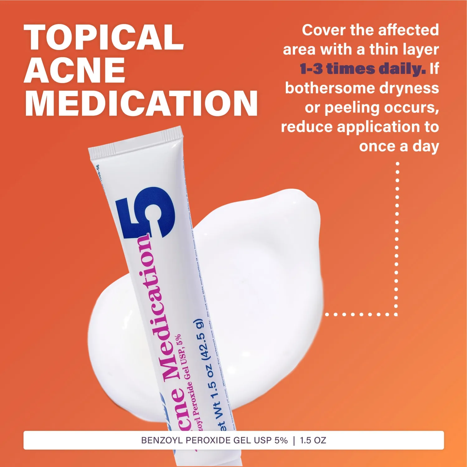 Rugby Acne Medication - Benzoyl Peroxide Gel USP 5% - Vanishing Formula - Greaseless - Helps to Clear Up Acne Pimples - 1.5 Oz. (2 Pack)