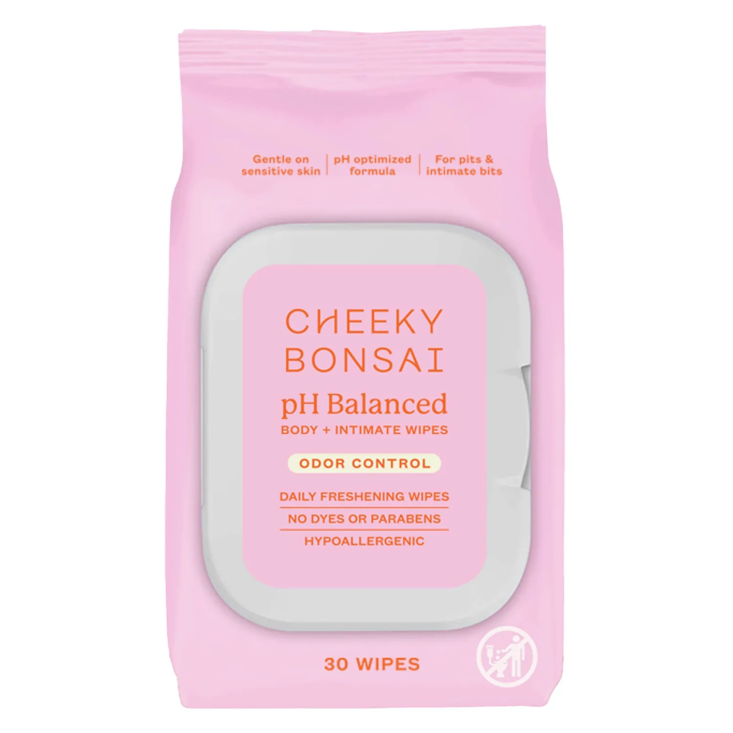 Cheeky Bonsai pH Balanced Feminine Wipes - Removes Odor - Gentle on Sensitive Skin - No Dyes or Parabens - Hypoallergenic - Gynecologist Approved - 30 Count