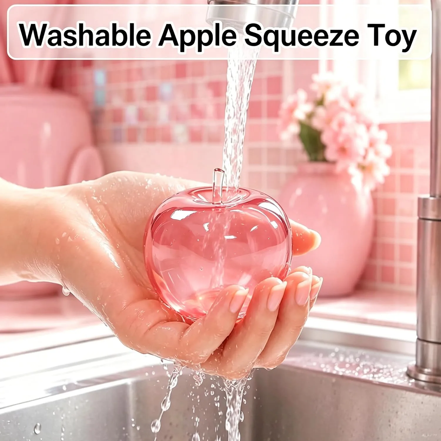 Apple Squishy, Green Apple Squishies, Cute Fruit Sensory Fidget Stress Ball for Anxiety, Classroom Rewards, Party Favors