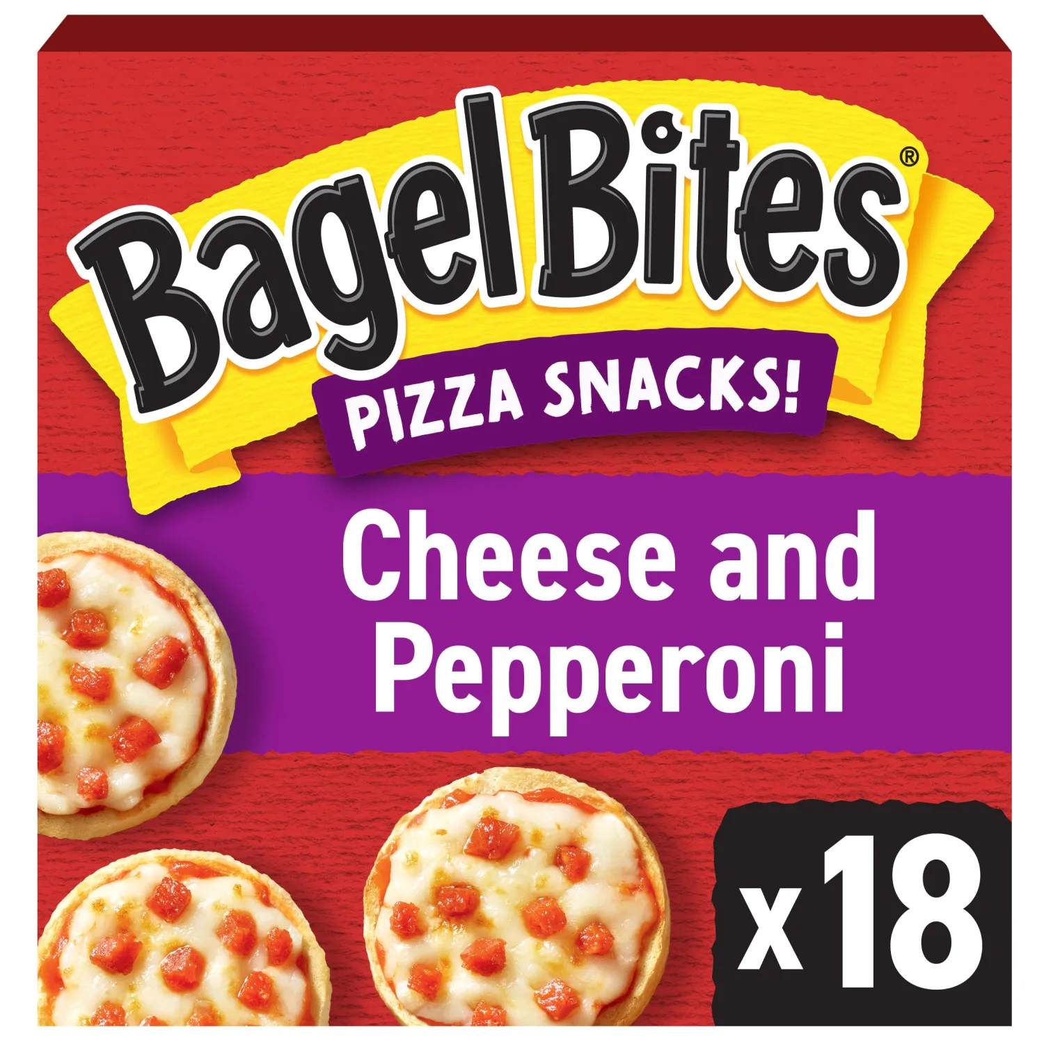 Bagel Bites Mini Pizza Bagel Frozen Snacks, Cheese and Pepperoni, 18 ct