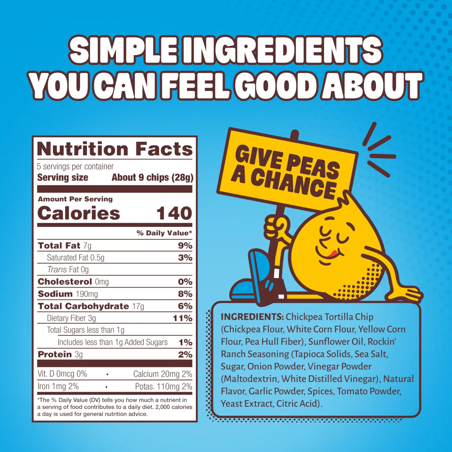 HIPPEAS Rockin Ranch Chickpea Tortilla Chips, 5 OZ