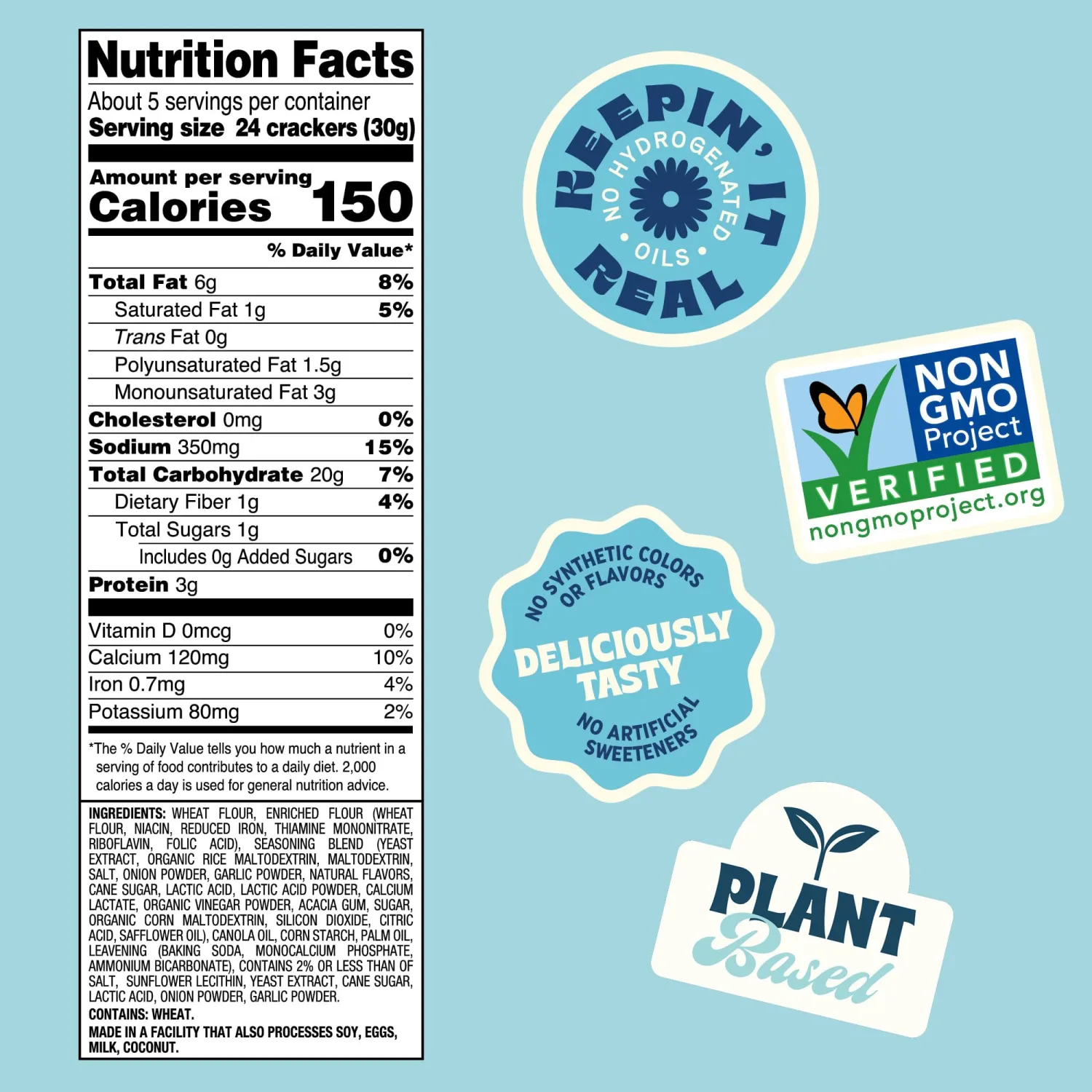 Back to Nature White Chedda Cheezy Square Crackers, Non-GMO, Plant-Based Cheese Flavored Snack Cracker, Made with Wheat Flour, 5 oz Box | No Dairy Added Cheese Cracker Squares, Plant Based, Non GMO No High Fructose Corn Syrup No Artificials, Wholesome Snacks 5oz