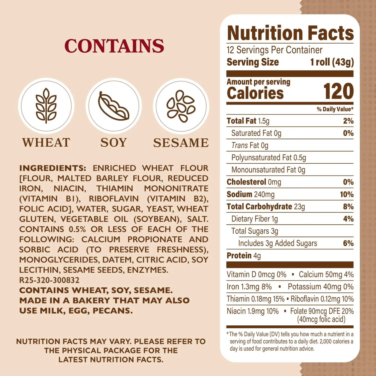 Artesano White Bakery Rolls, 12 count, (1.5 oz each), Dinner Rolls, 18 oz Bag
