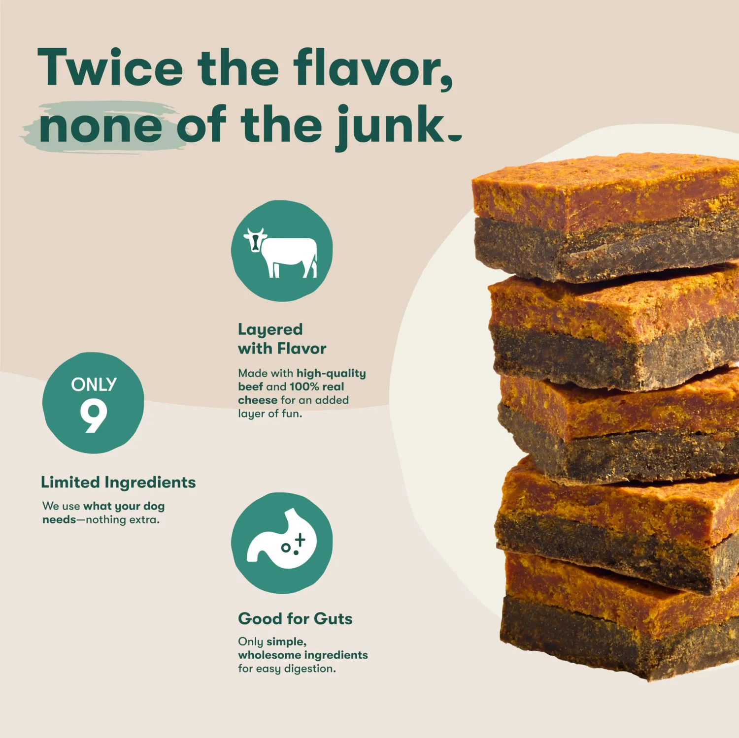 Jinx Beef & Cheese Layers Jerky Dog Treats - Crunchy, All Natural Dog Jerky Treats with Grass-Fed Beef & Cheese - Pet Products for All Dogs (Puppies, Adults & Seniors) - 5oz | Crunchy, All Natural Dog Jerky Treats with Grass-Fed Beef & Cheese for Puppies, Adults & Seniors