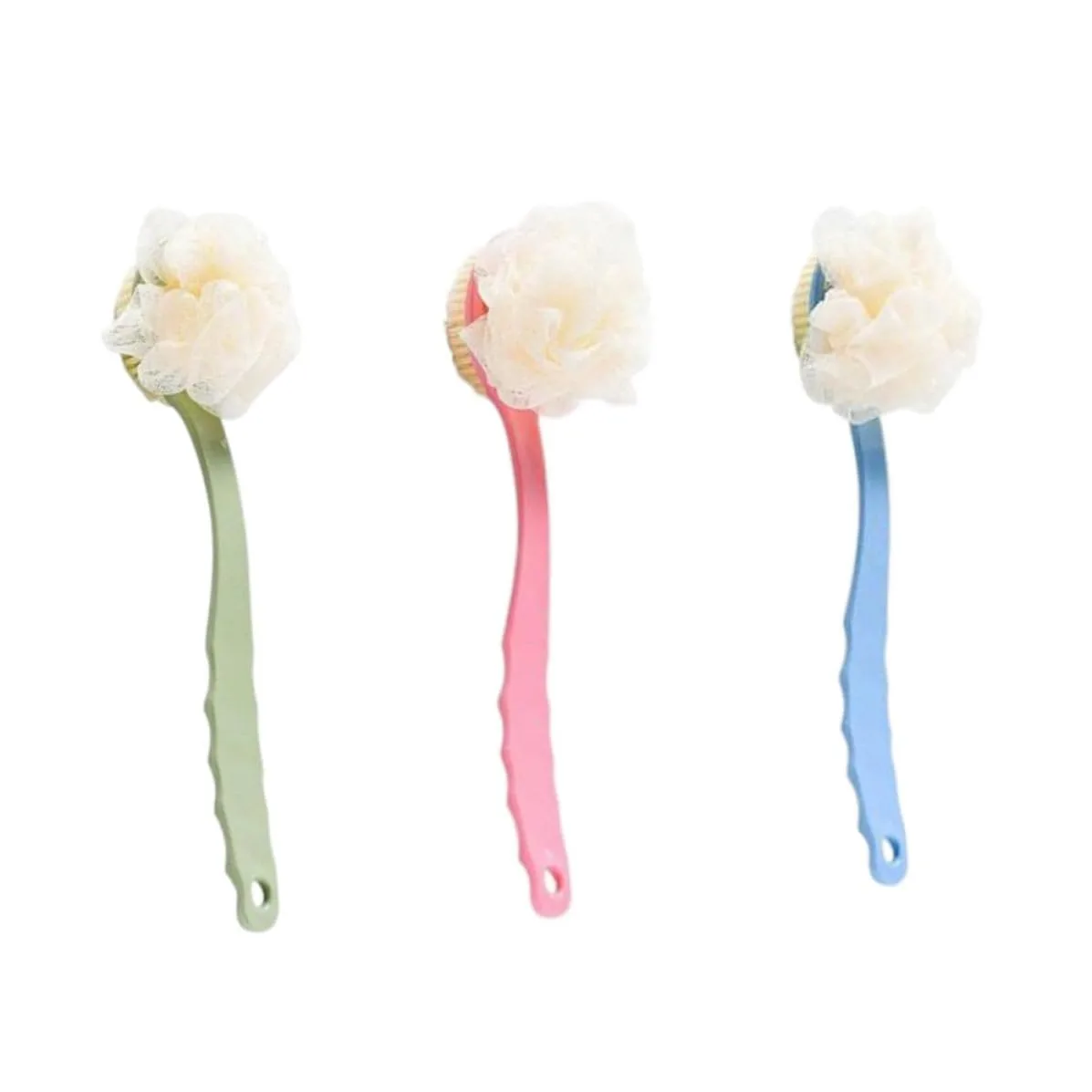 3pcs Long Handle Bath Body Brushes with Soft Pp Bristles for Effective Back Cleaning and Froth Production, Practical Shower Bathing Supplies for Gentle Exfoliation Random Color