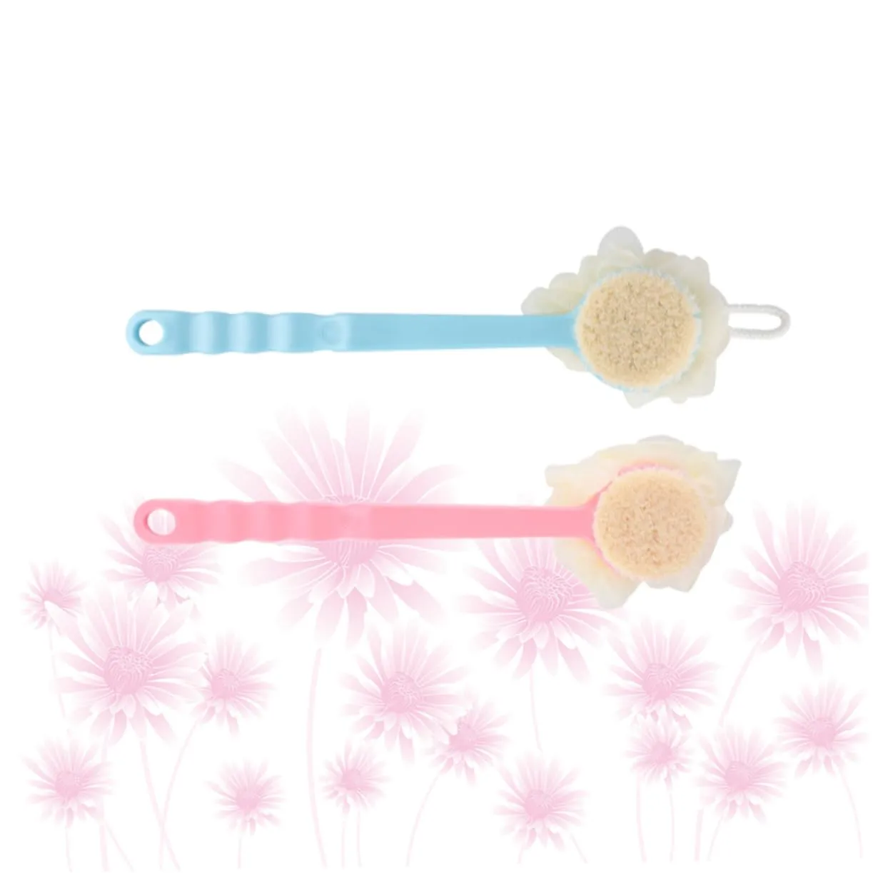 Ipetboom 2pcs Long Handle Bath Brush for Showering Body Brush Soft Bristles for Adults Bristle Shower Bathing Accessories