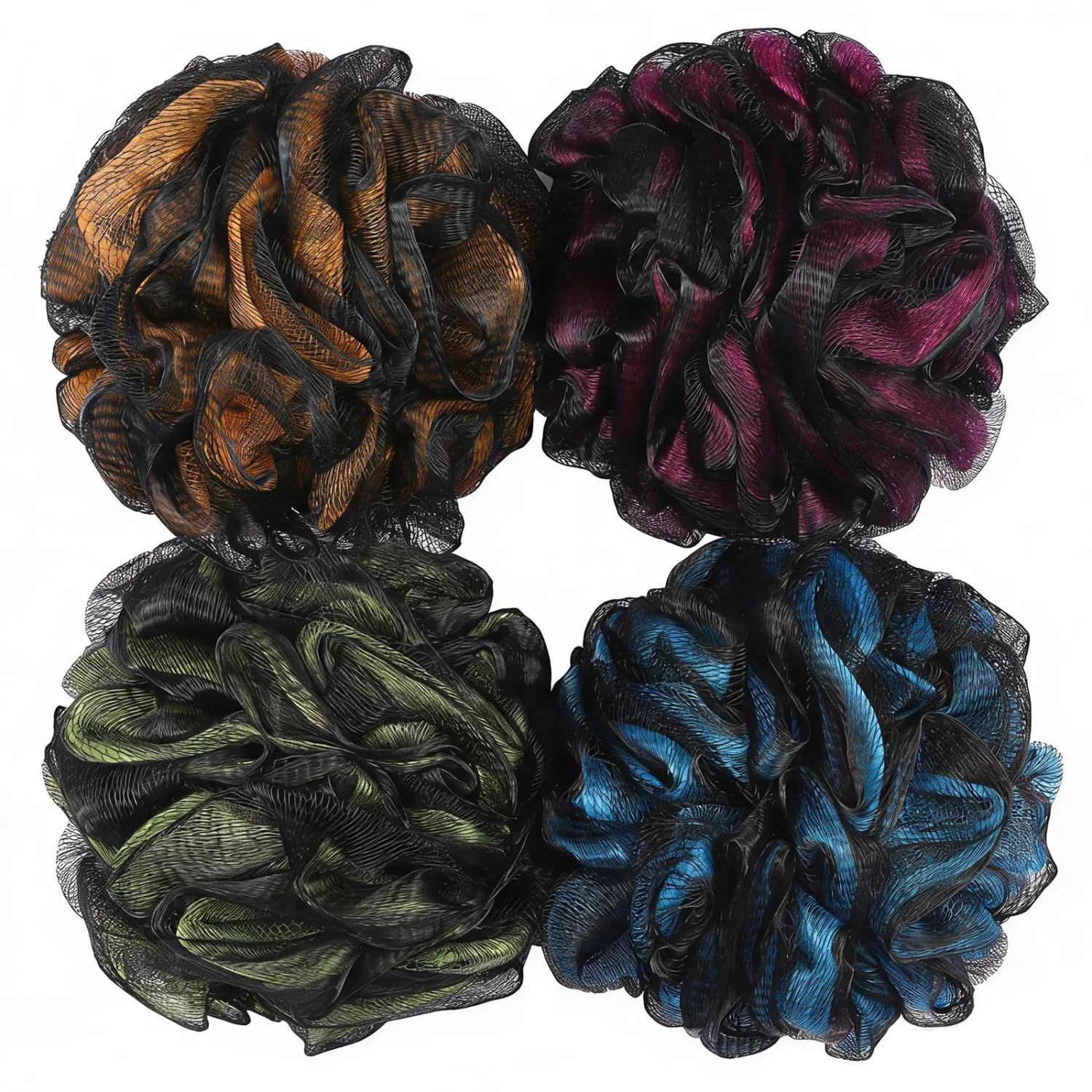 75g/Piece Loofah Bath and Shower Sponge Pouf, Mesh Bath Sponge Exfoliating Body Scrubber Ball Pack of 4, Large