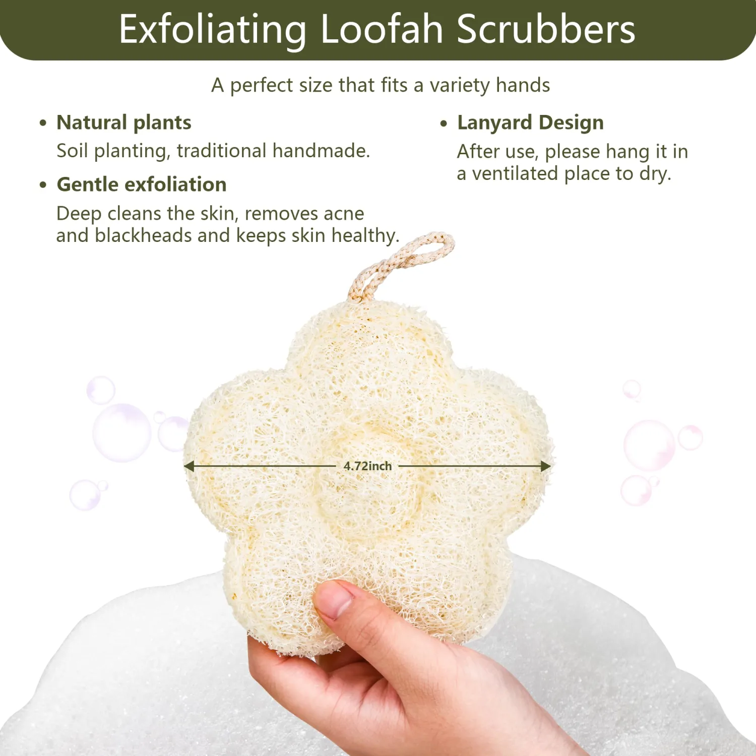 Egyptian Natural Loofah Sponge for Body Scrub, Travel-Friendly Exfoliating Body Scrubber for Shower, 100% Plant-Based Gentle Exfoliating Bath Luffa Sponges for Women, Men & Kids, (2 Pack)