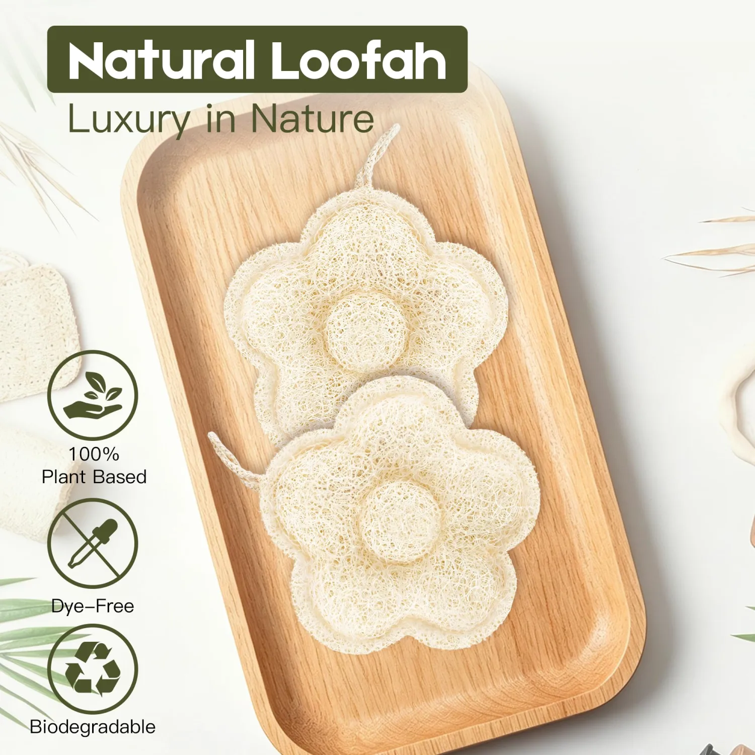 Egyptian Natural Loofah Sponge for Body Scrub, Travel-Friendly Exfoliating Body Scrubber for Shower, 100% Plant-Based Gentle Exfoliating Bath Luffa Sponges for Women, Men & Kids, (2 Pack)
