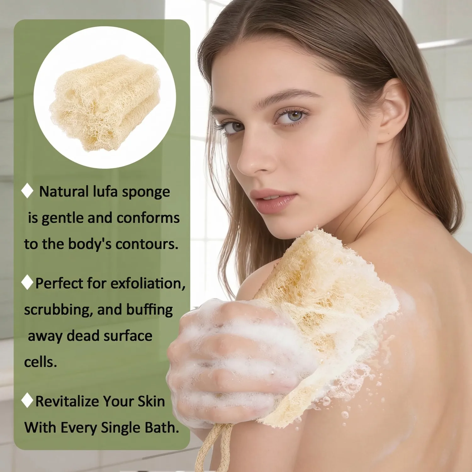 2 Pack HungkaTurn Natural Loofah Sponge – Exfoliating Body Scrubber for Shower, Bath Loofa for Men Women, Soft & Smooth Skin