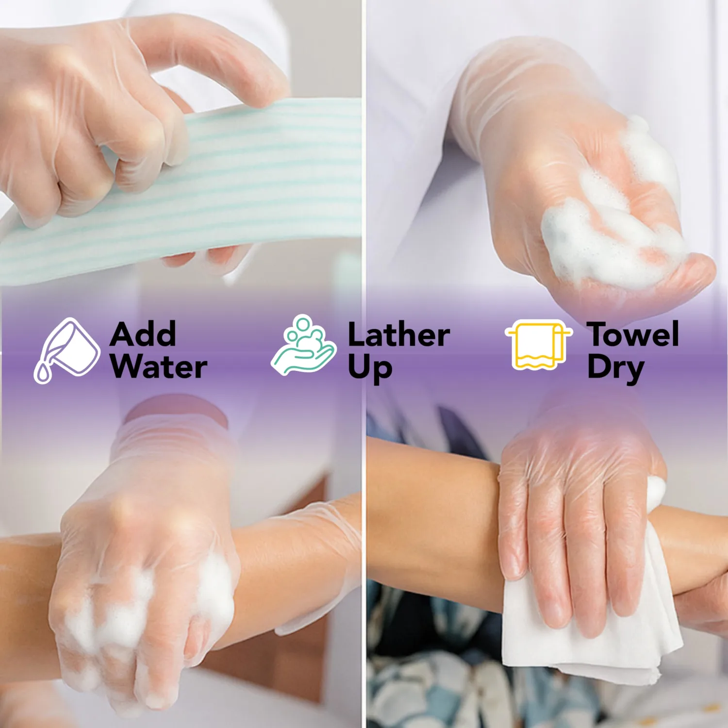 Rinse-Free Bath Sponges, Fresh & Clean, Sensitive Skin- 25ct-8 Pk