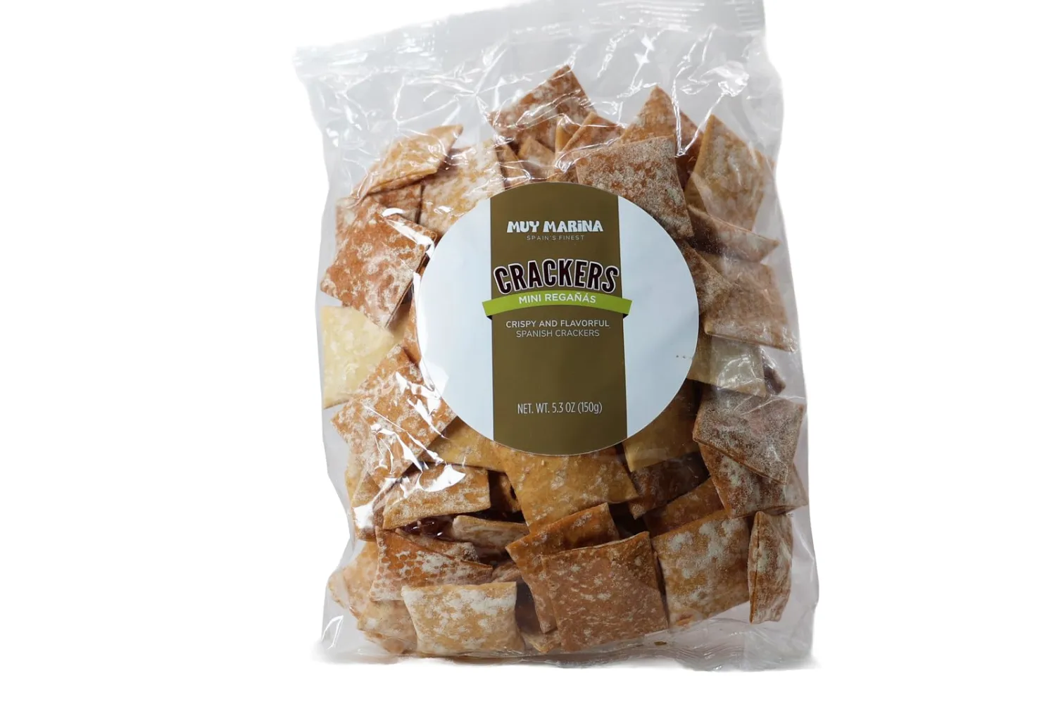 Muy Marina Mini Reganas Puffed Snack Crackers | 5.3 oz Bag | Ultra-Crunchy Baked Wheat Mini Flatbread Cracker Snacks | Imported from Seville Andalusia Spain for Spanish Tapas